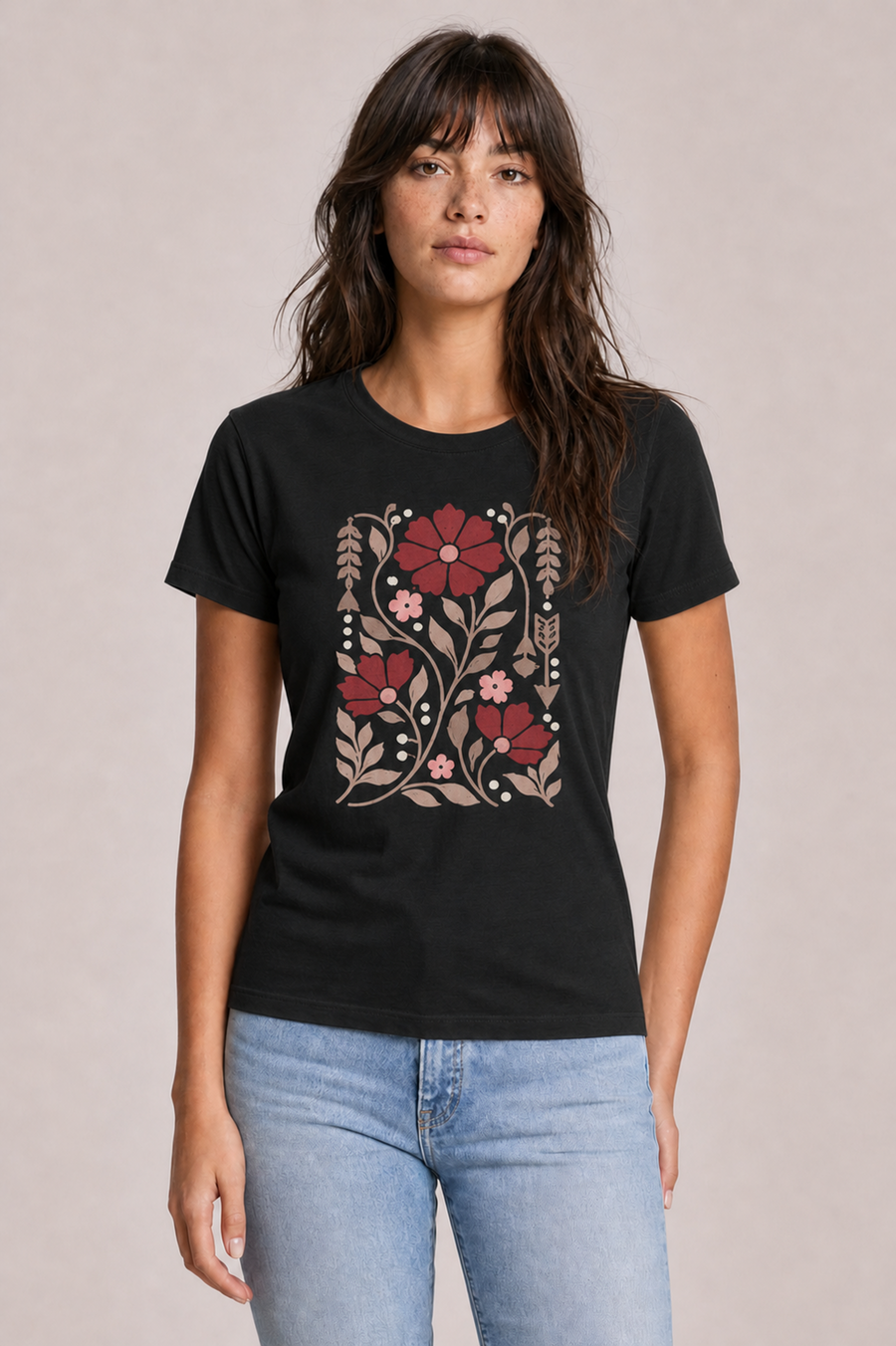 Vintage Folk Floral Graphic Tee