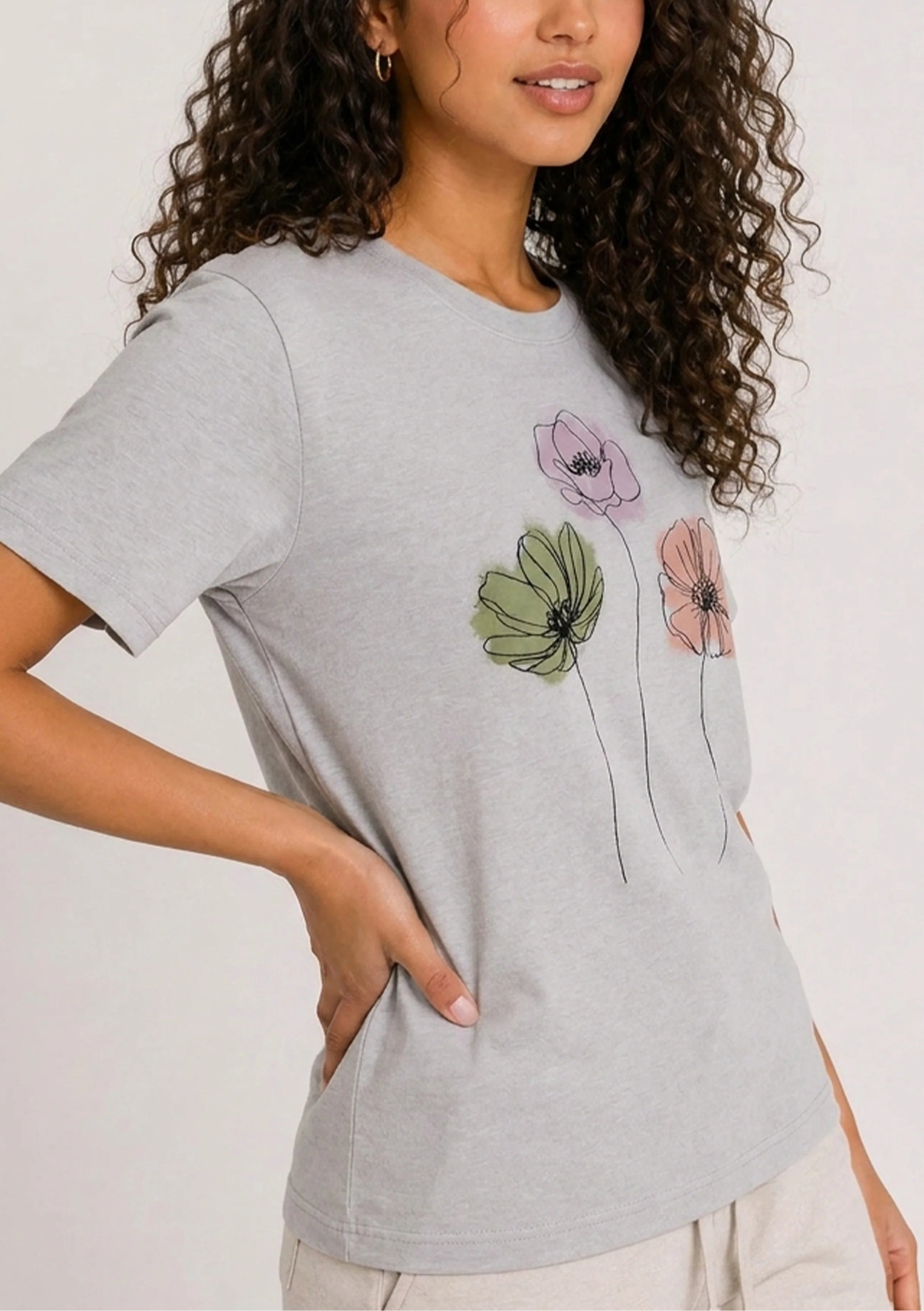 Three Line Poppy Gray Tee