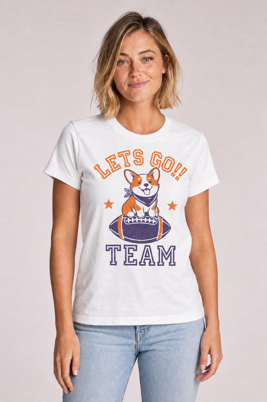 Game Day Corgi Football Graphic Tee