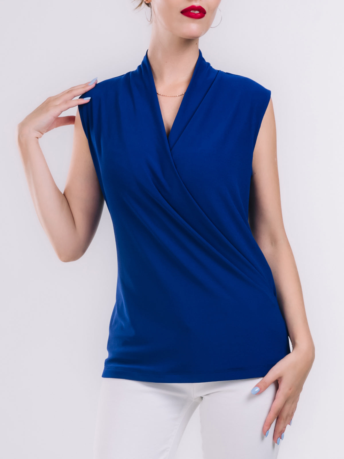 Surplice Wrap Sleeveless Top