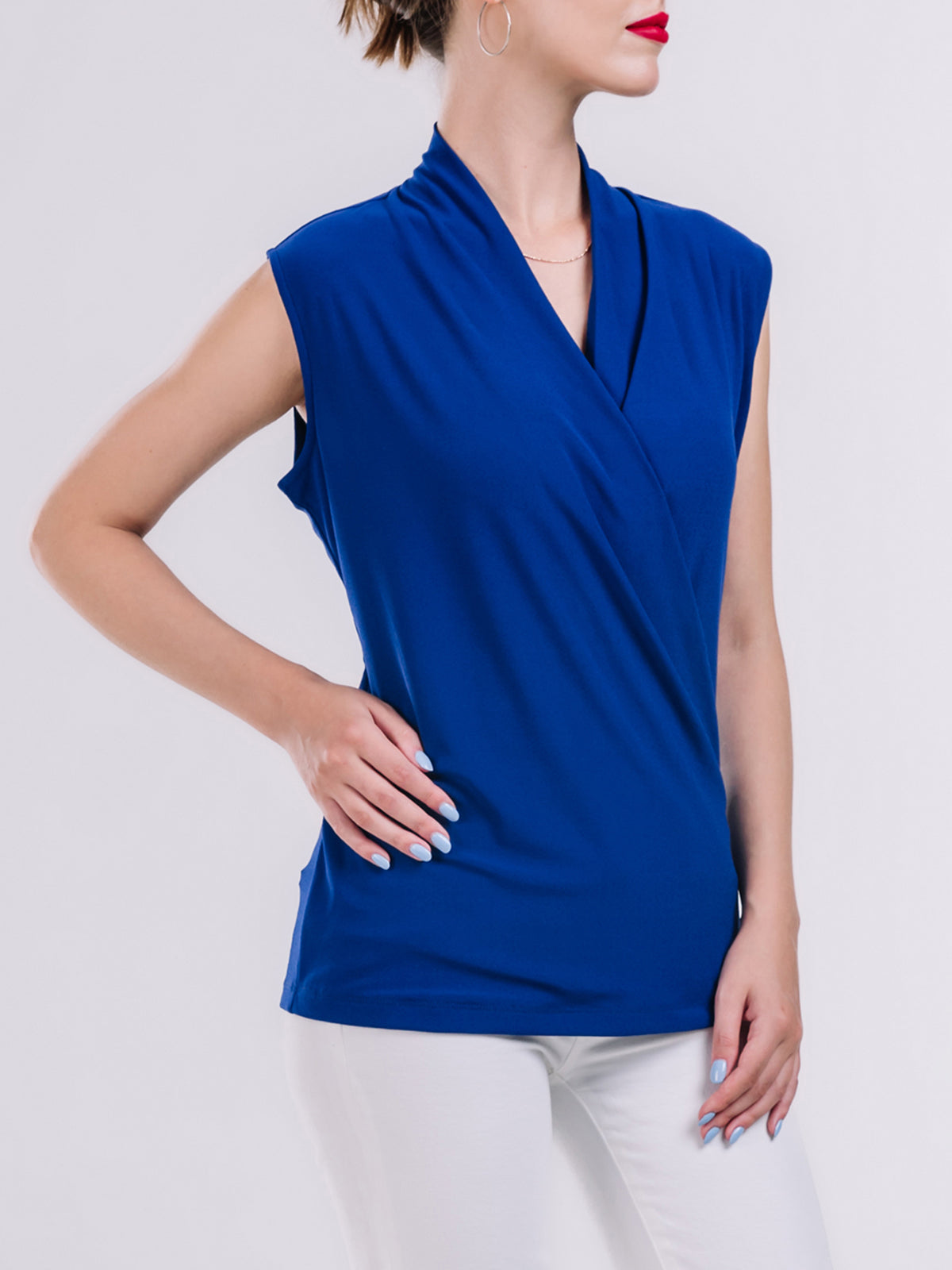 Surplice Wrap Sleeveless Top