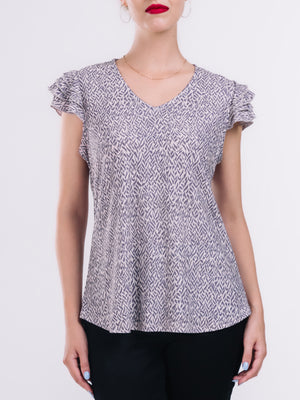 V-Neck Flutter Sleeve Top