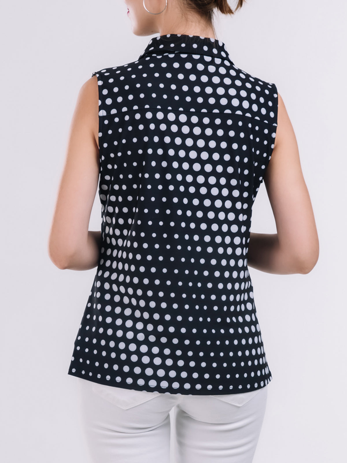 Sleeveless Collar Button Front Top