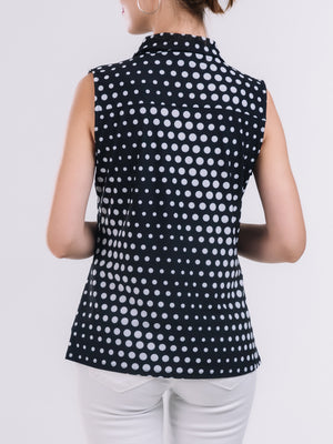Sleeveless Collar Button Front Top