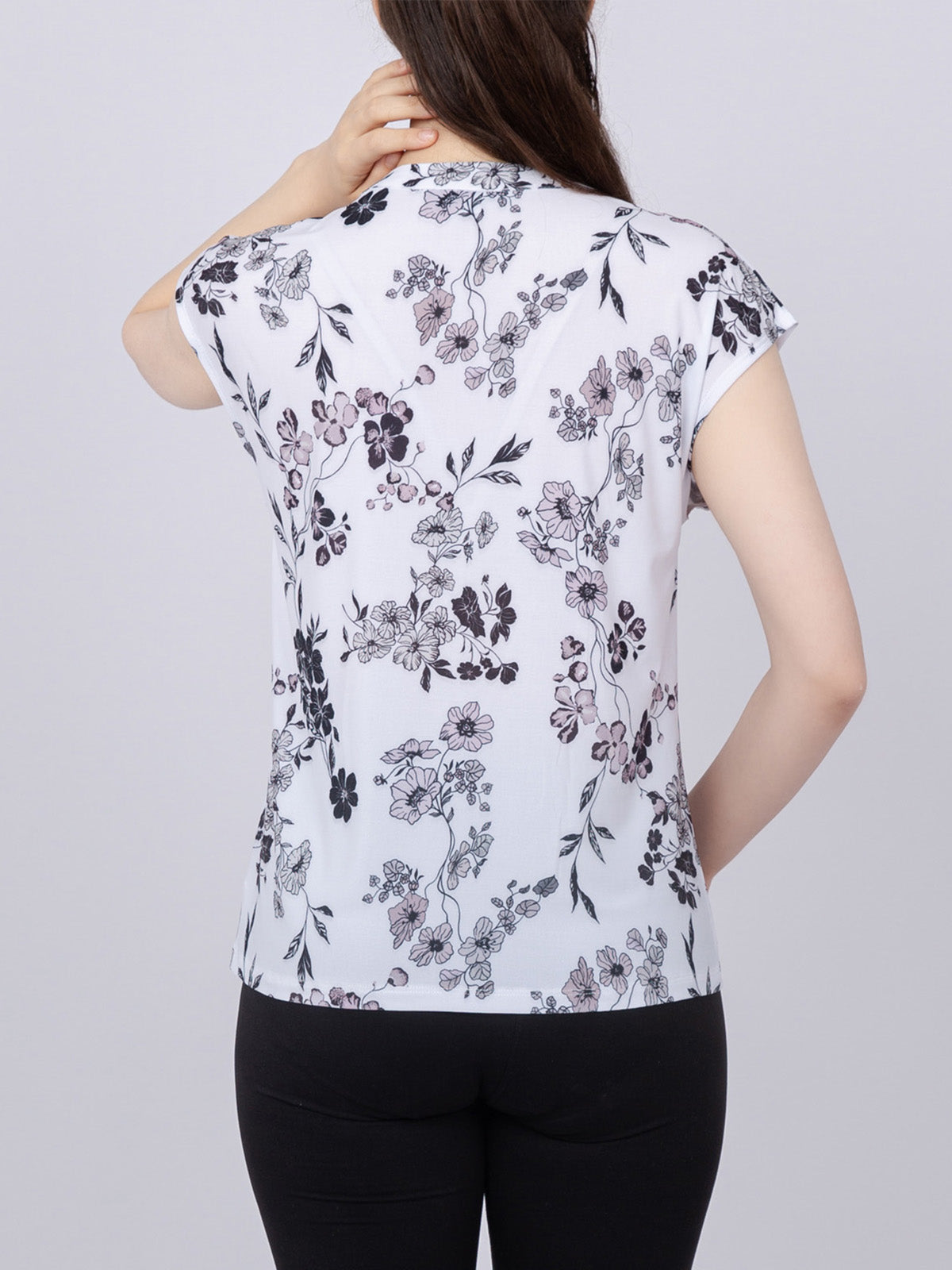 Cap Sleeve Button Detail Top