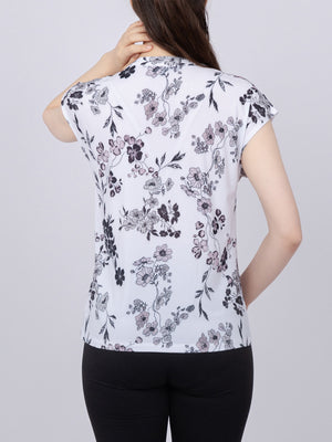 Cap Sleeve Button Detail Top