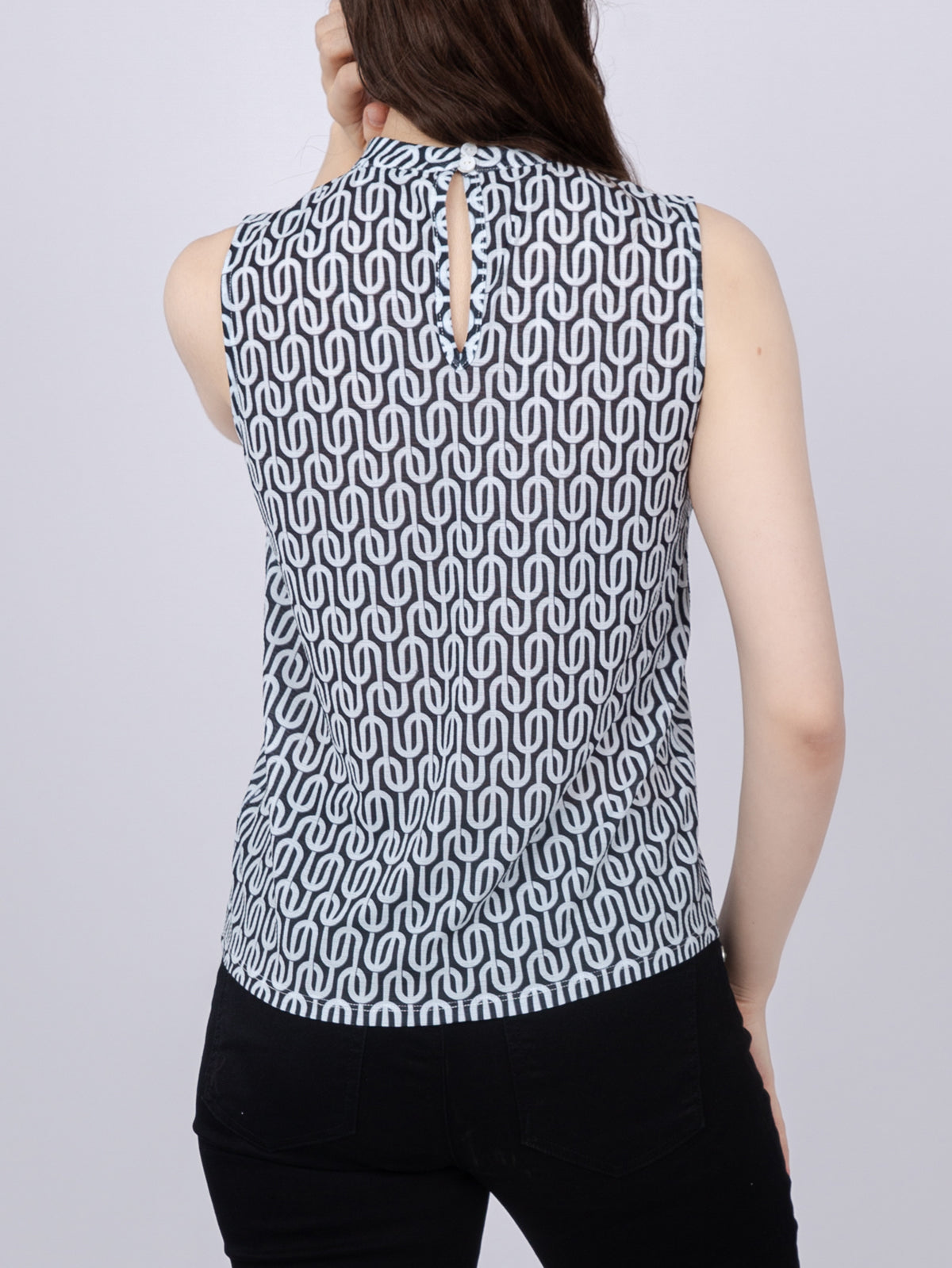 Mock-Neck Sleeveless Knit Top