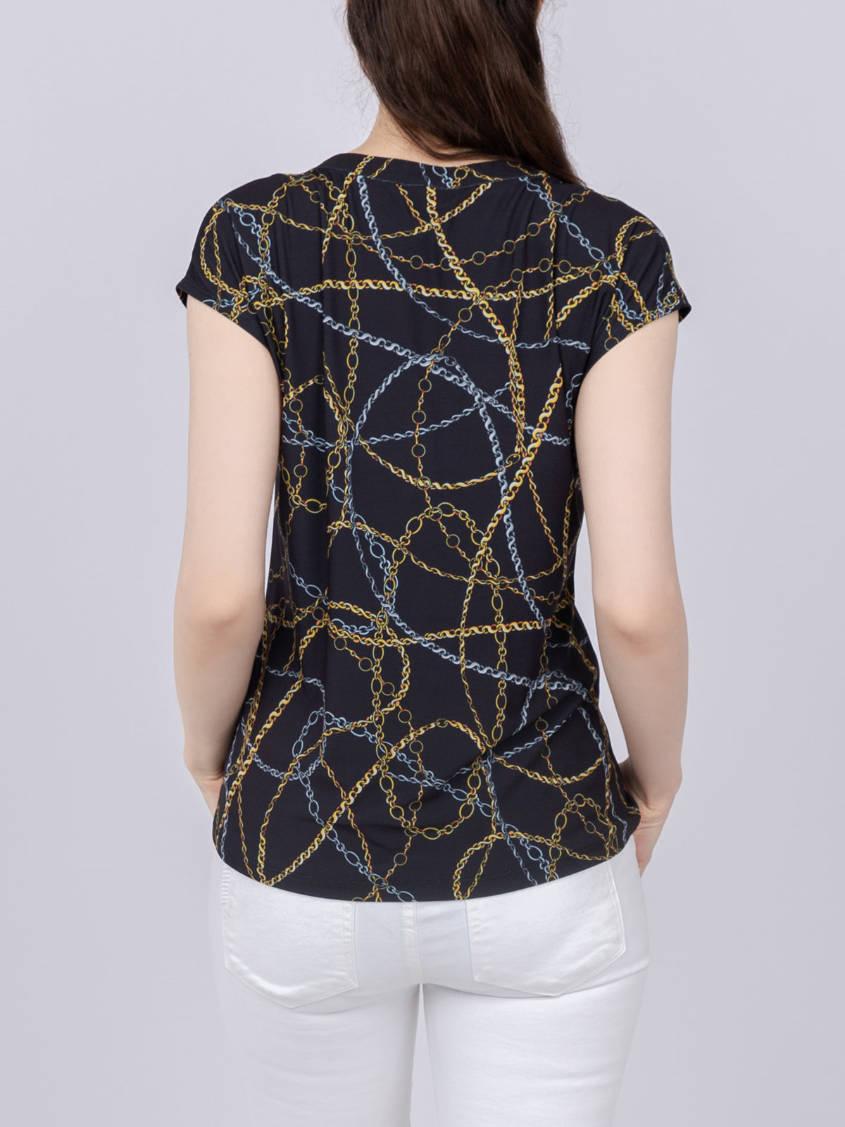 Cap Sleeve Button Detail Top