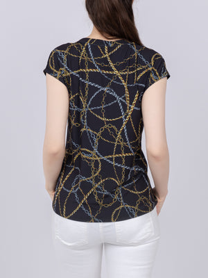Cap Sleeve Button Detail Top