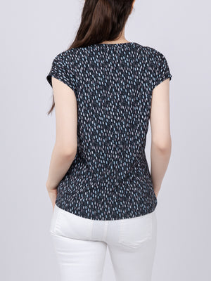 Cap Sleeve Button Detail Top
