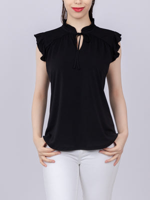 top-ruffle-neck-string-tie