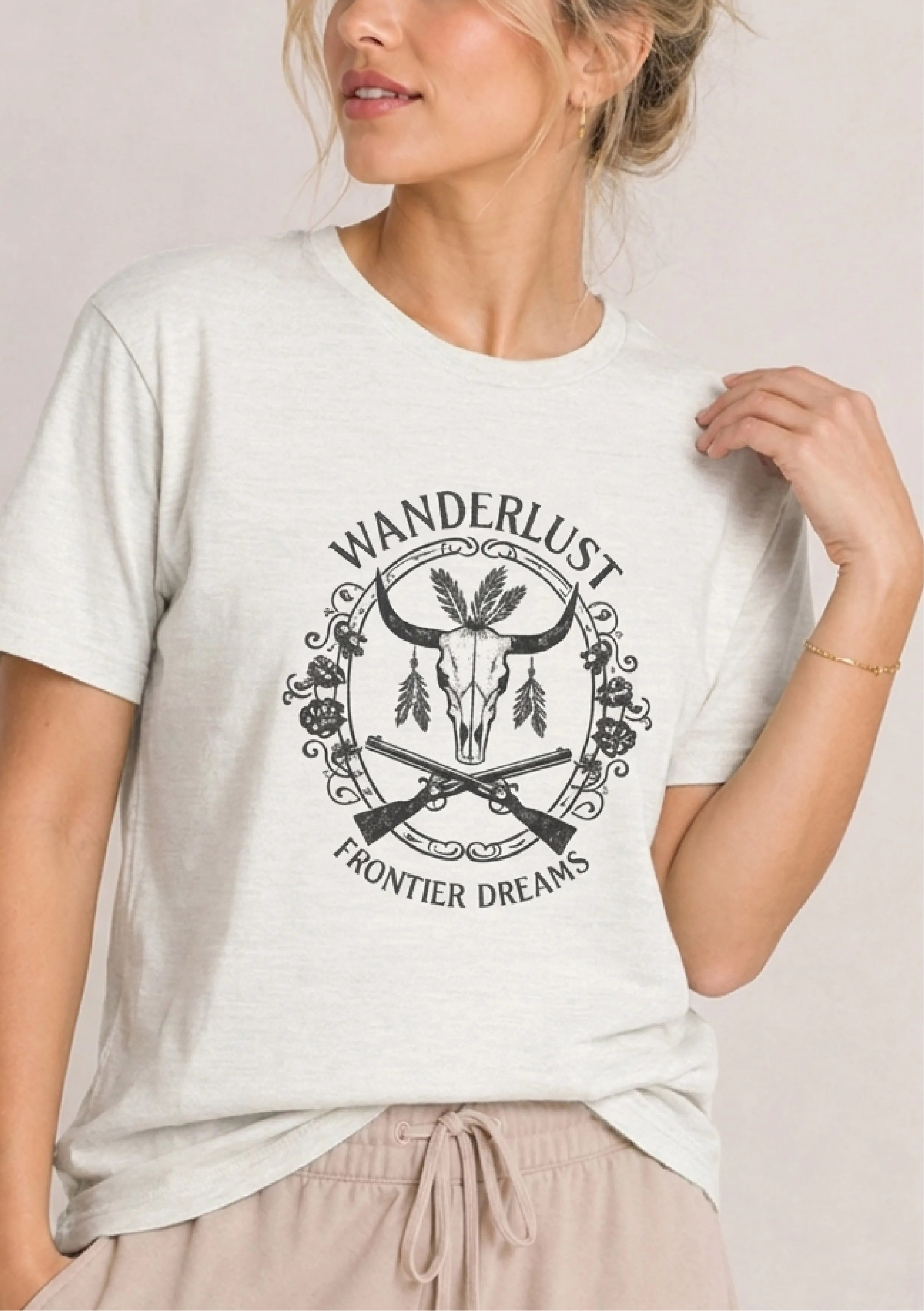 Wanderlust Grey Tee
