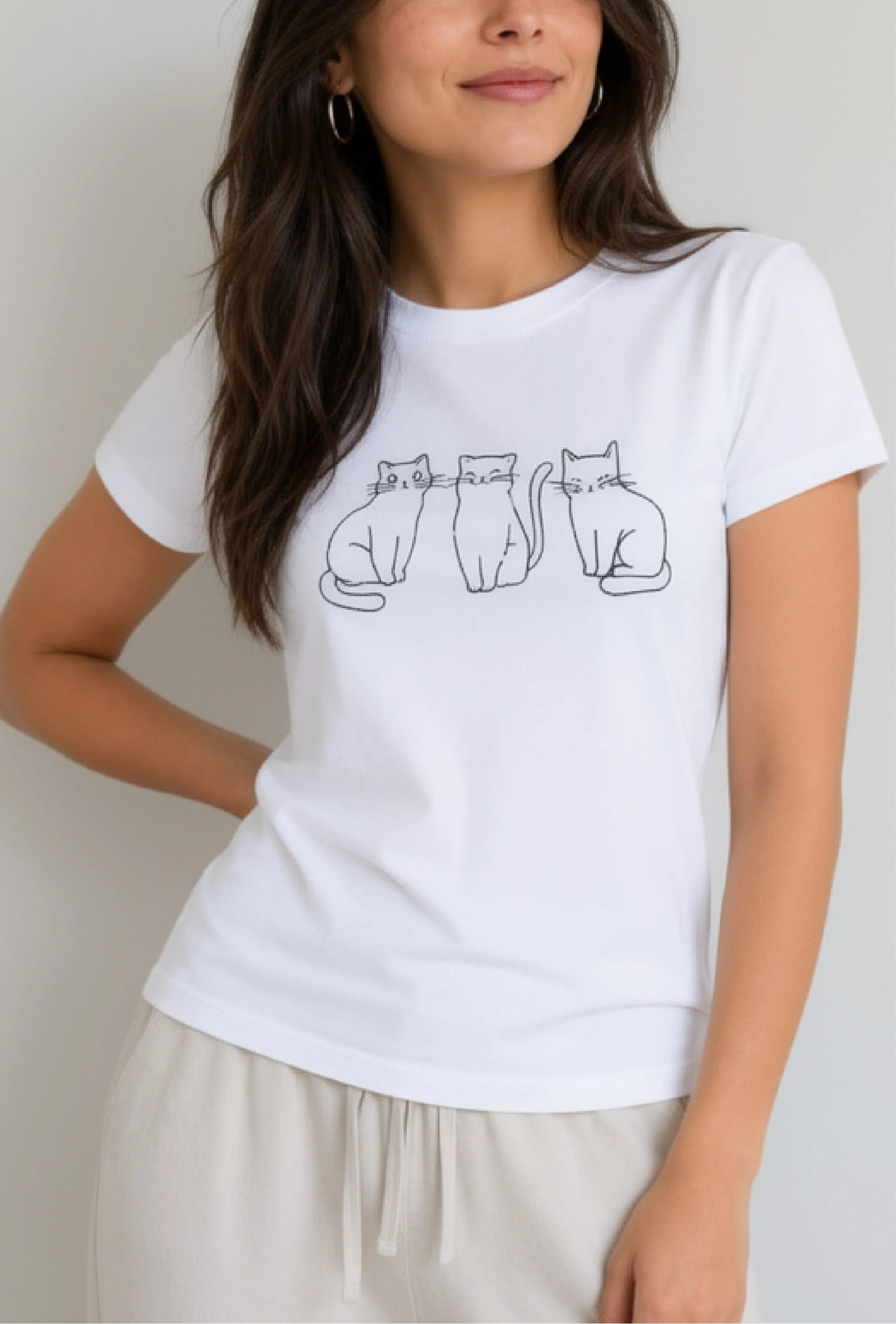 Minimal Cats White Tee