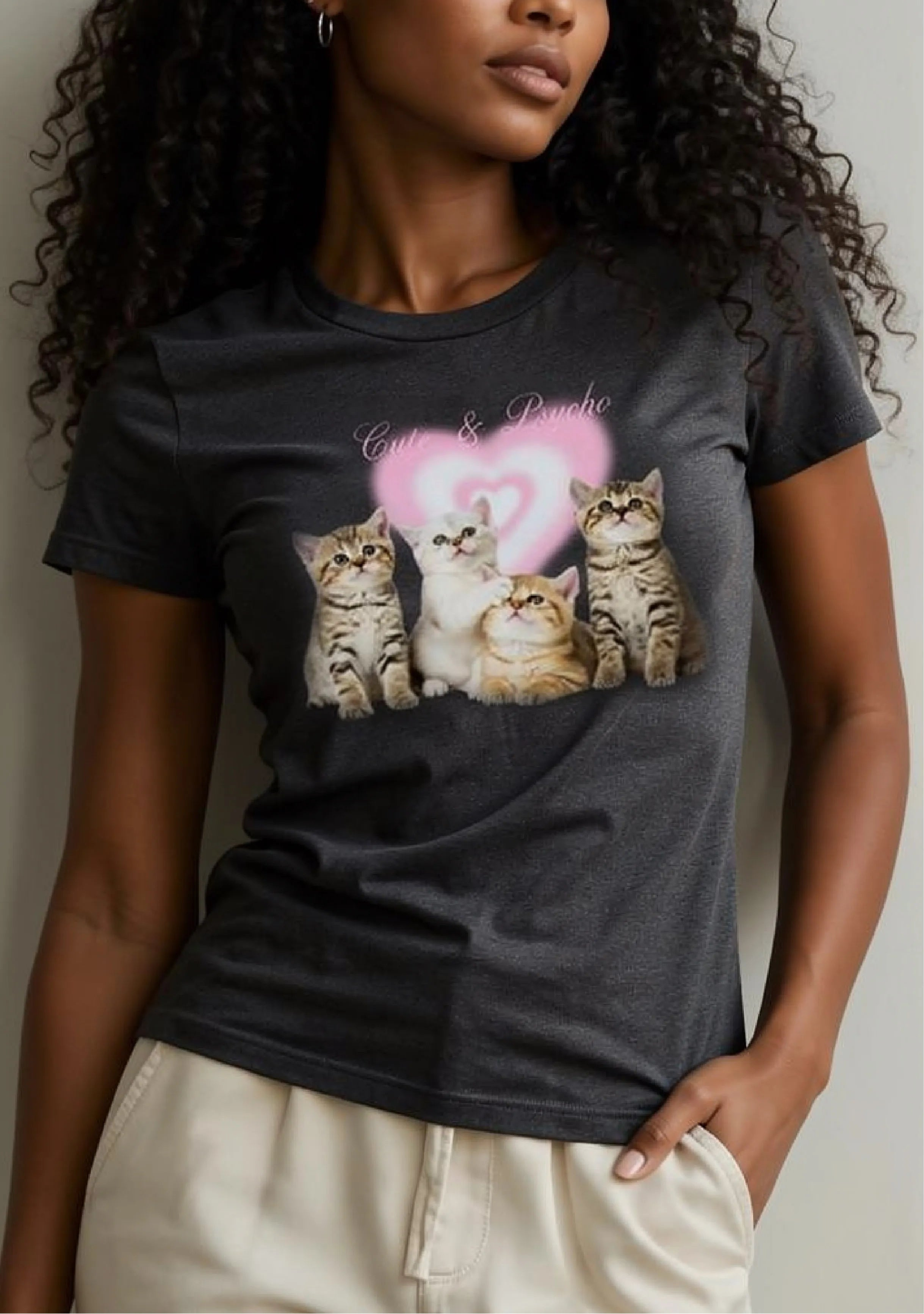 Cute & Pounce Charcoal Tee