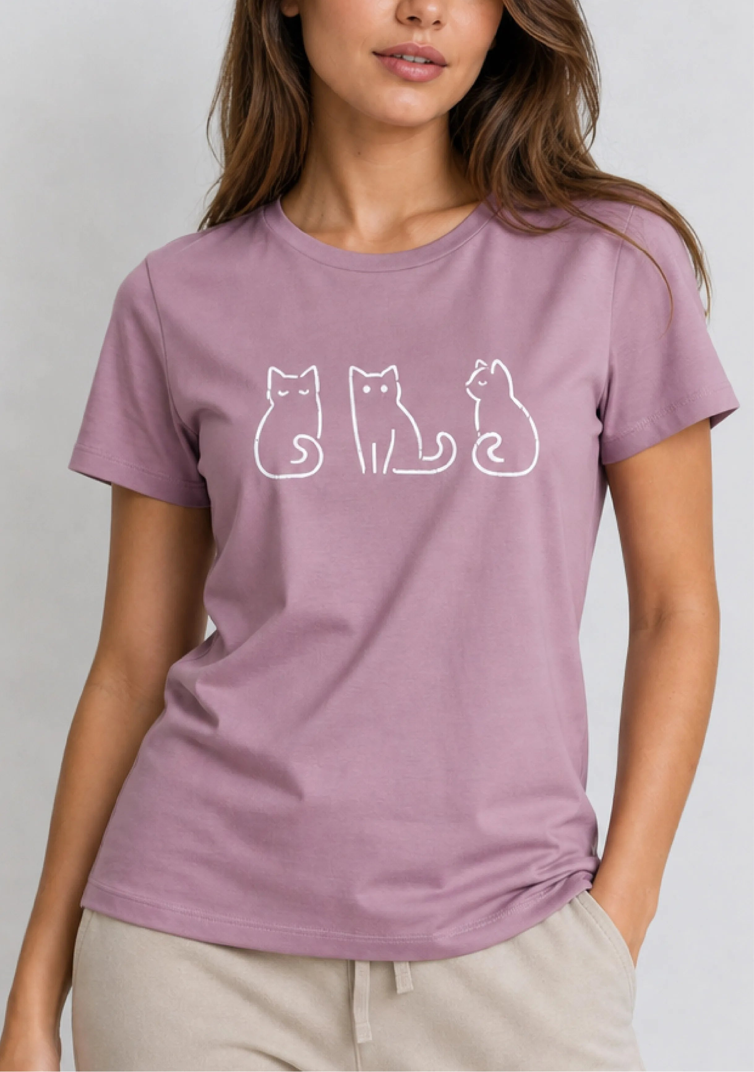 Minimal Cats Mauve Tee