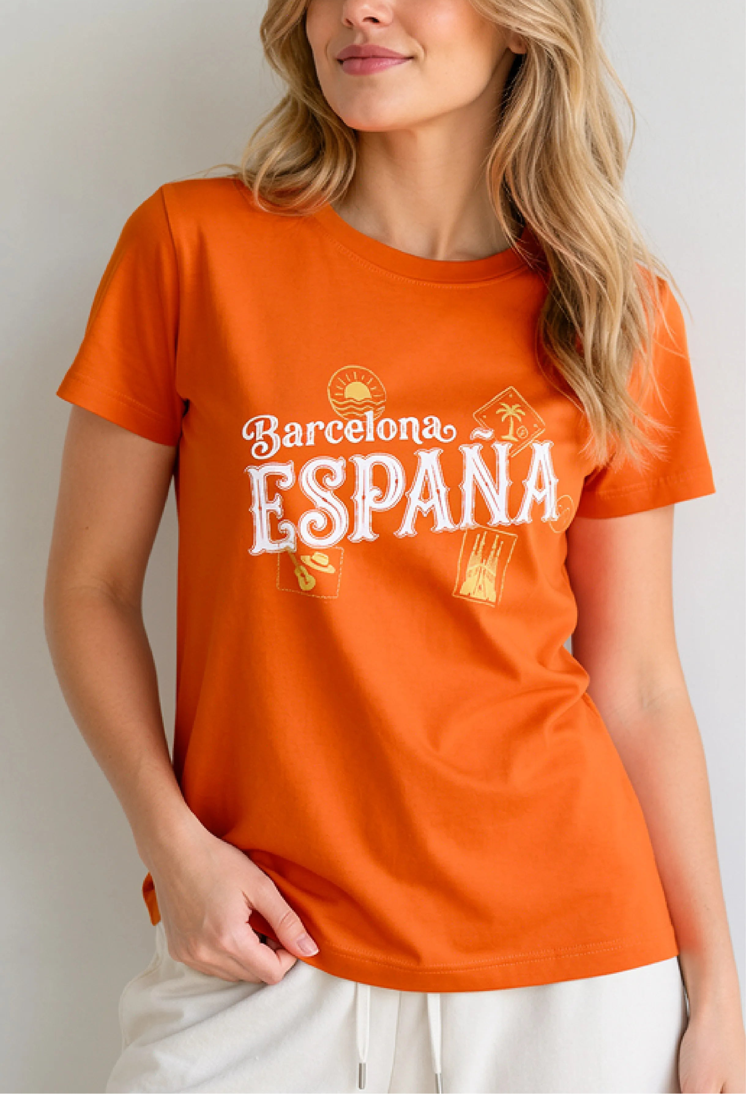 Barcelona España Orange Tee