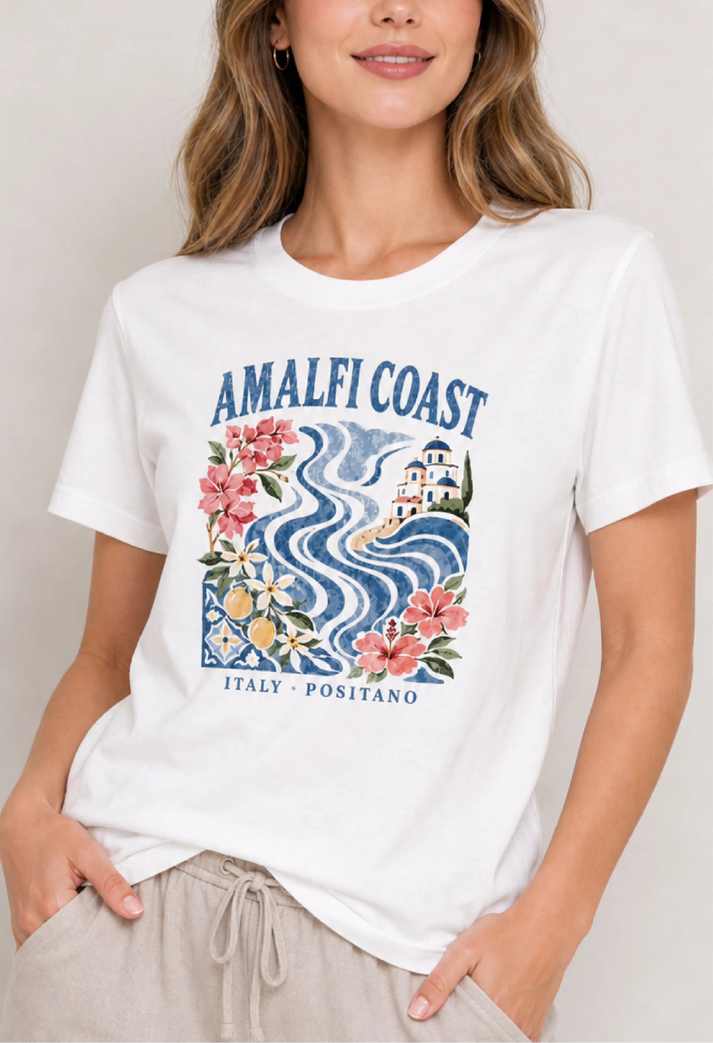 Amalfi Coast Mosaic White Tee