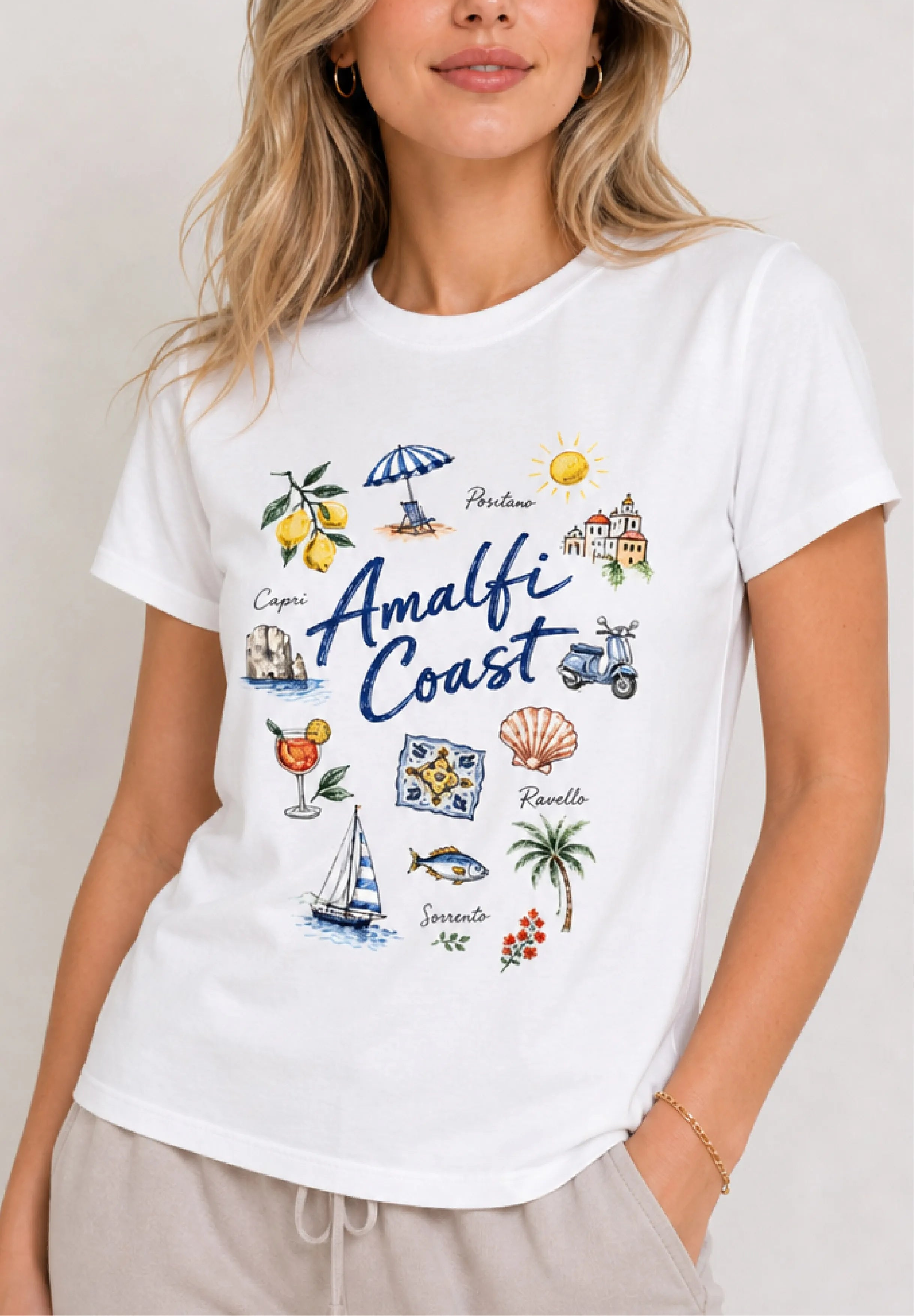 Amalfi Coast White Tee