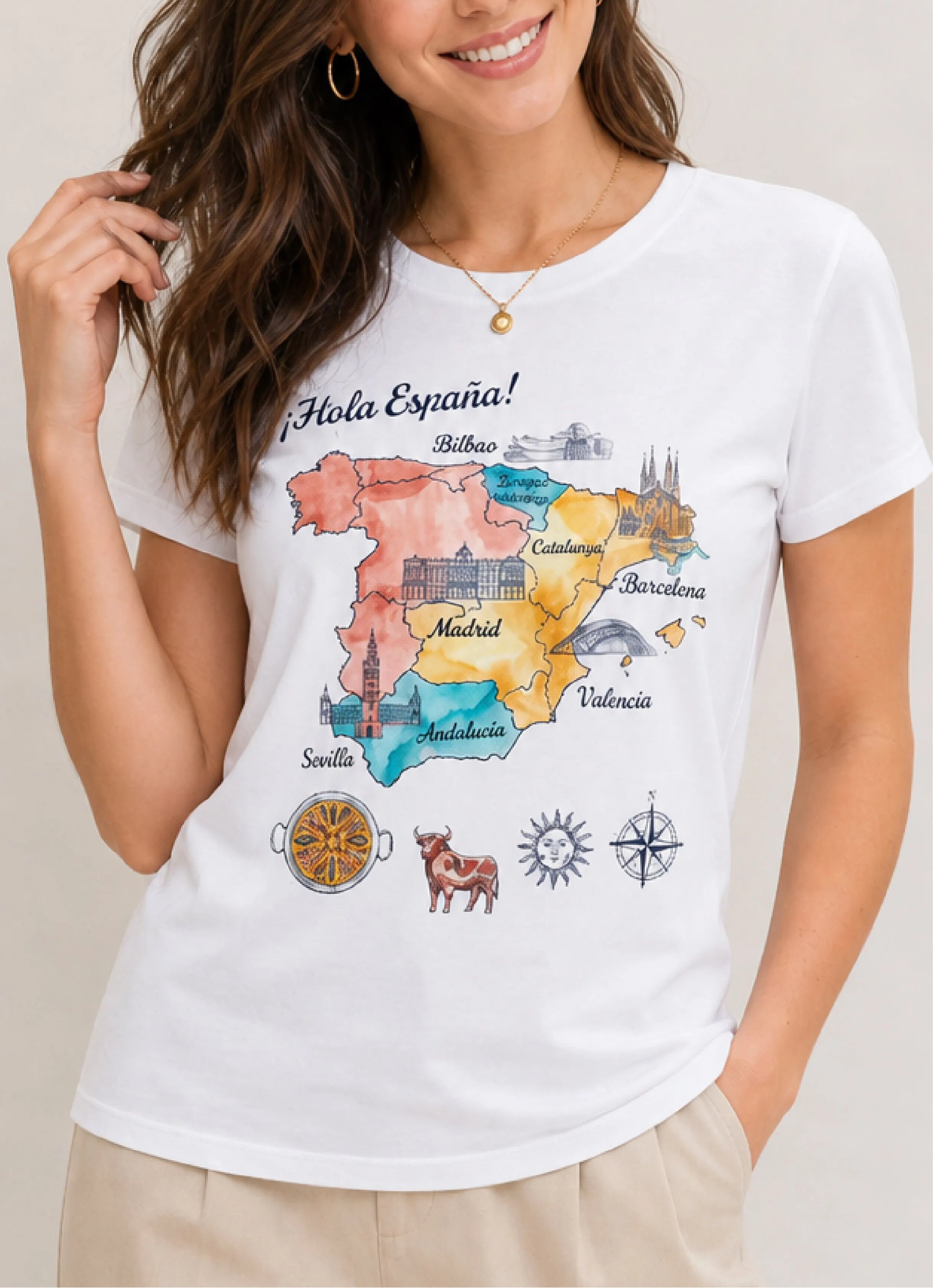 Hola España White Tee