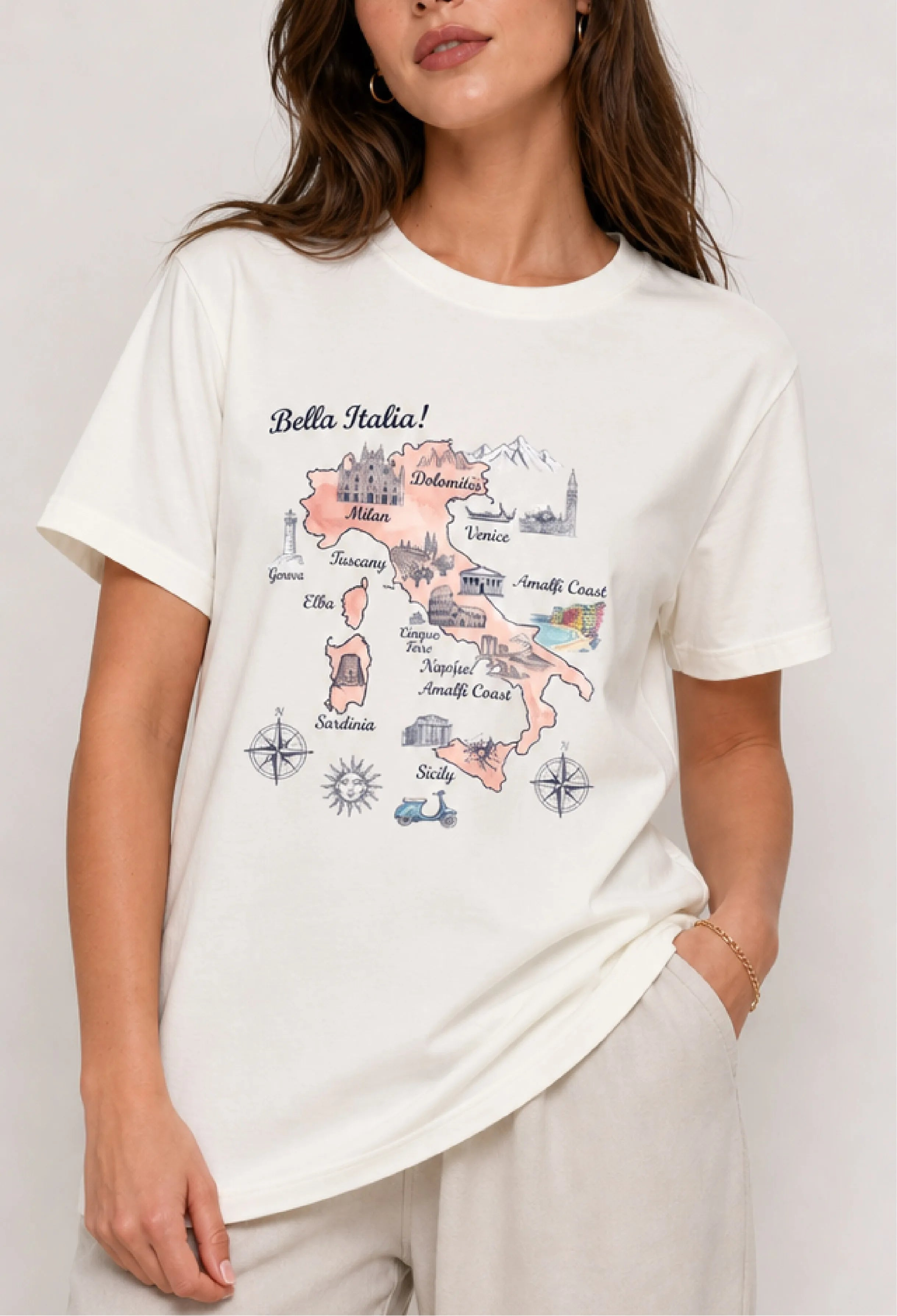 Bella Italia Map Ivory Tee