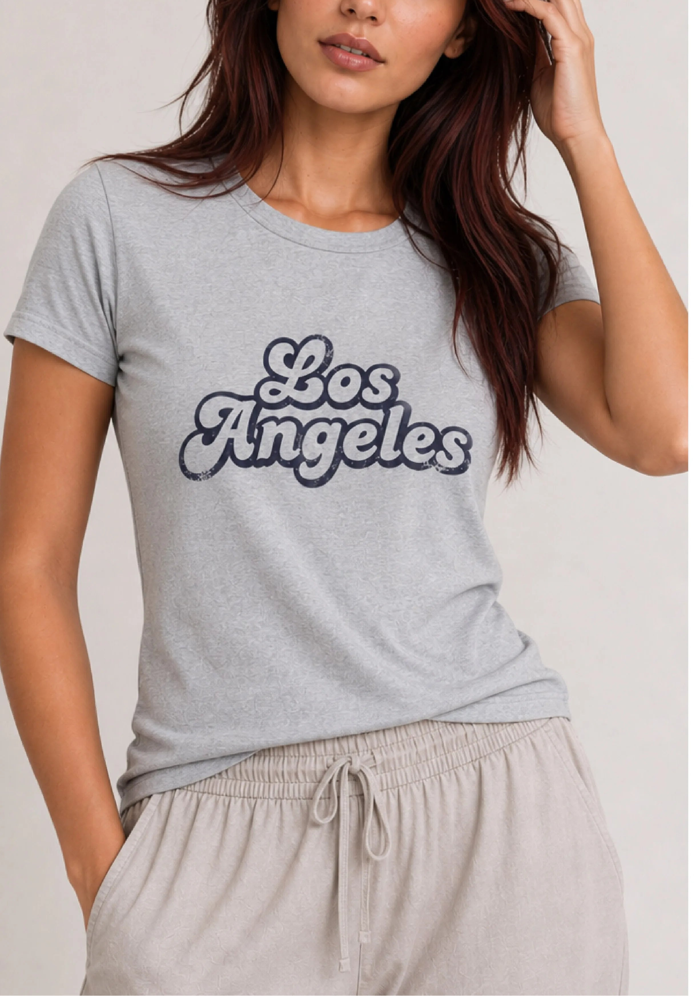 Los Angeles Script Heather Gray Tee