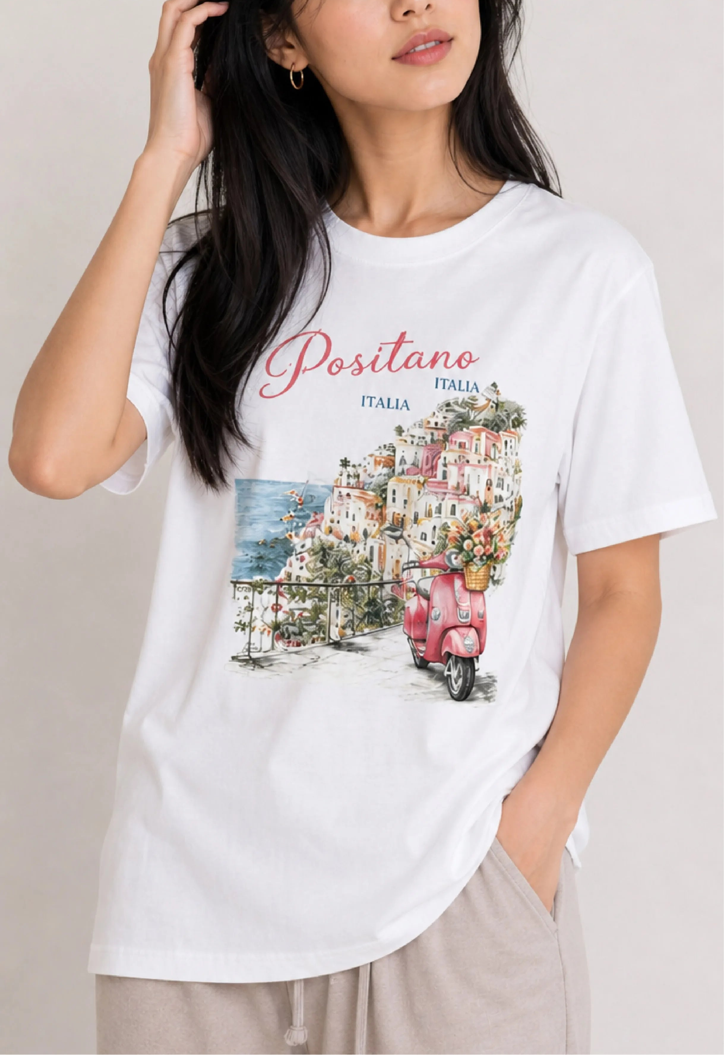 Positano Italia White Tee