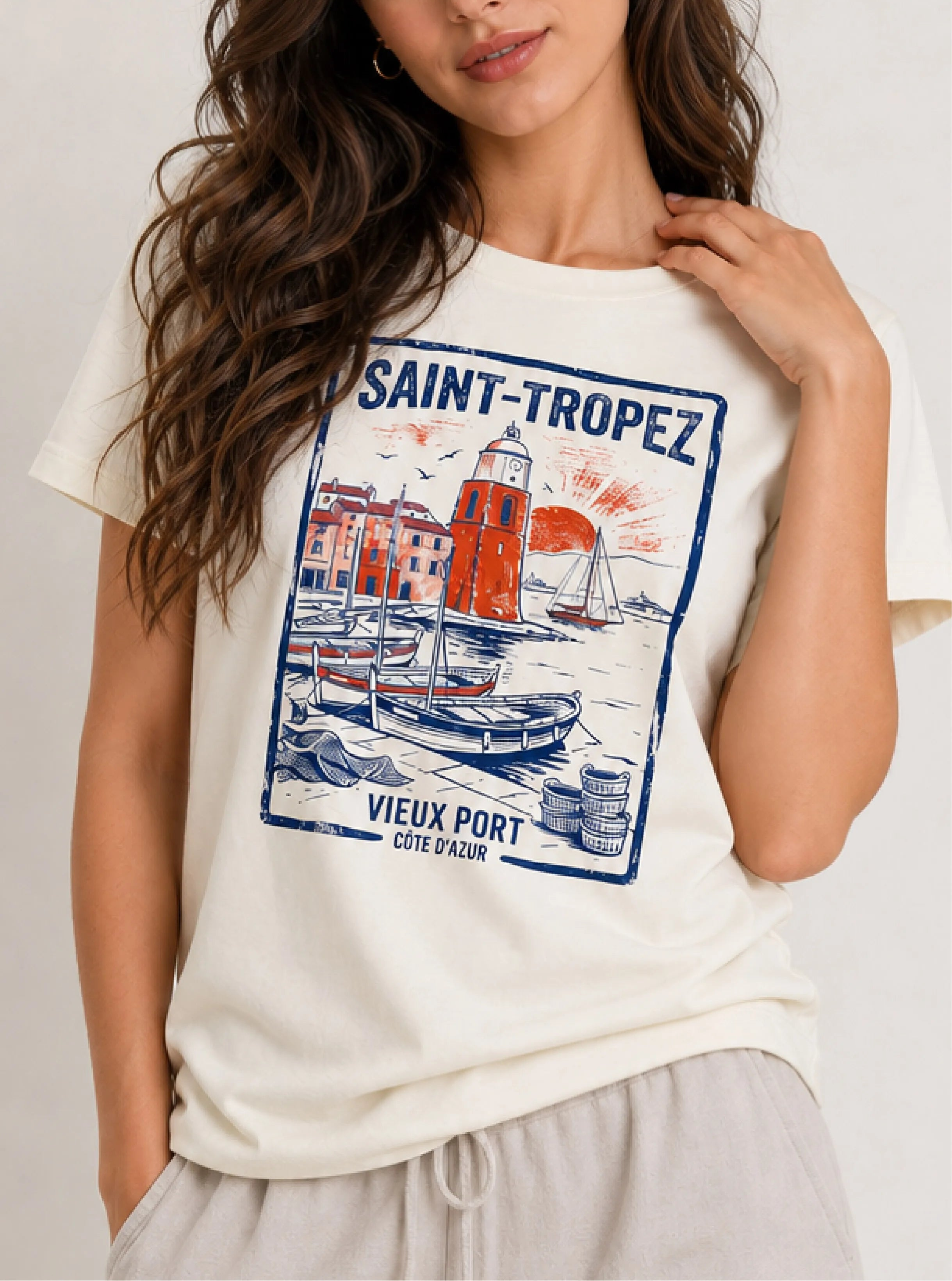 Saint-Tropez Vieux Port Ivory Tee