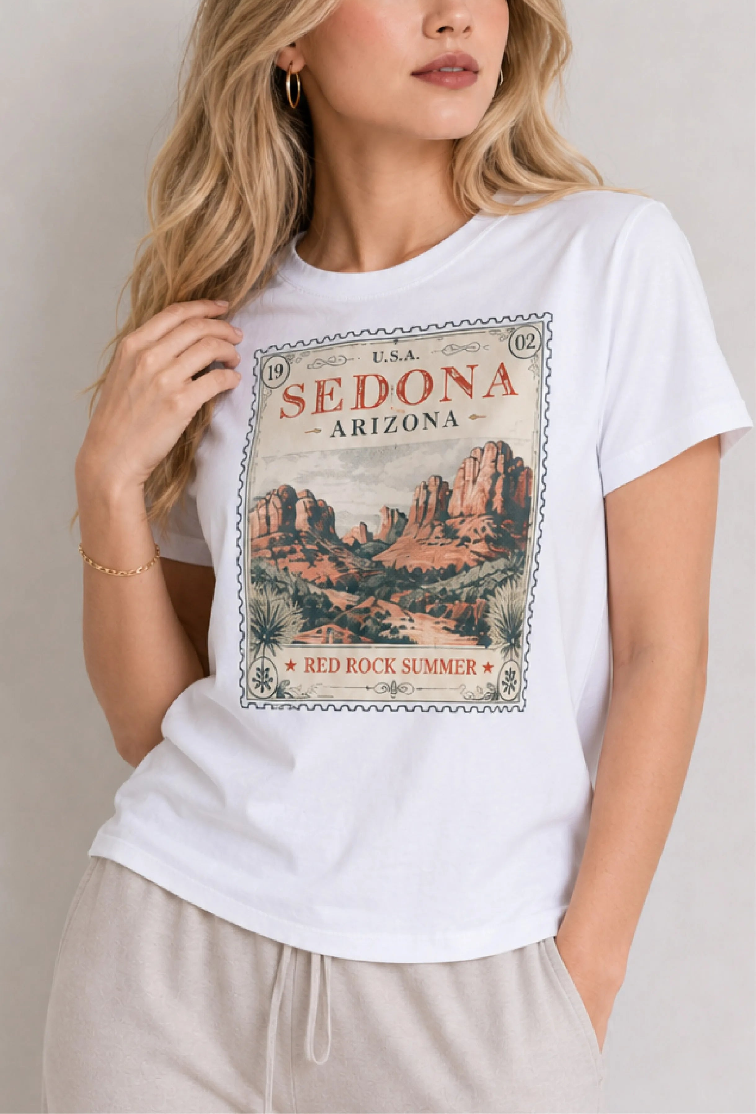 Sedona Red Rock White Tee