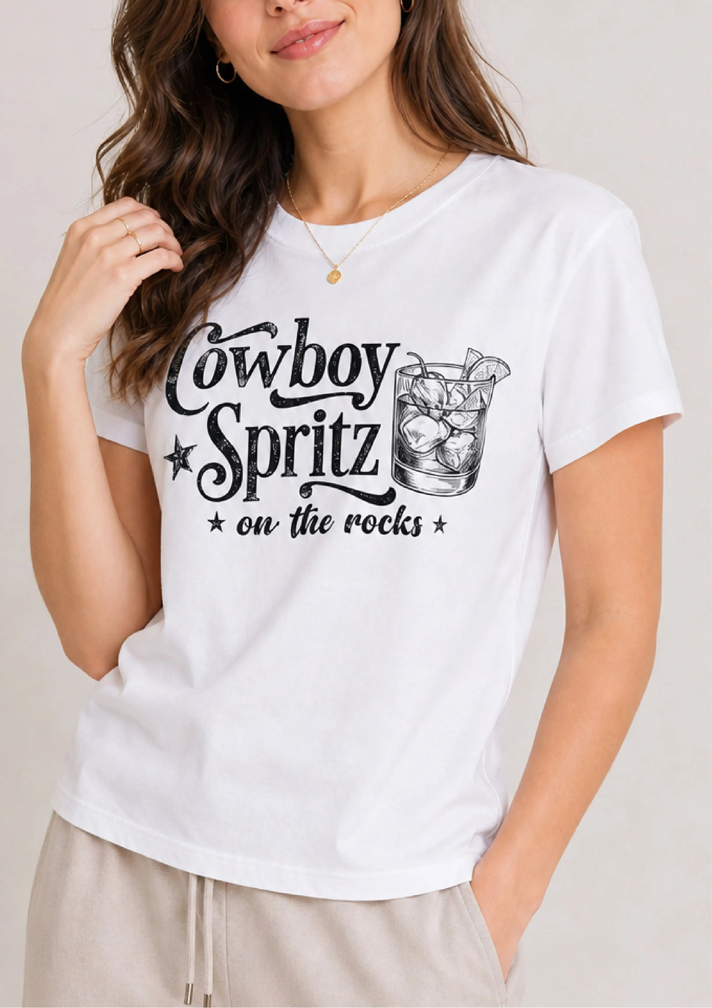 Cowboy Spritz White Tee