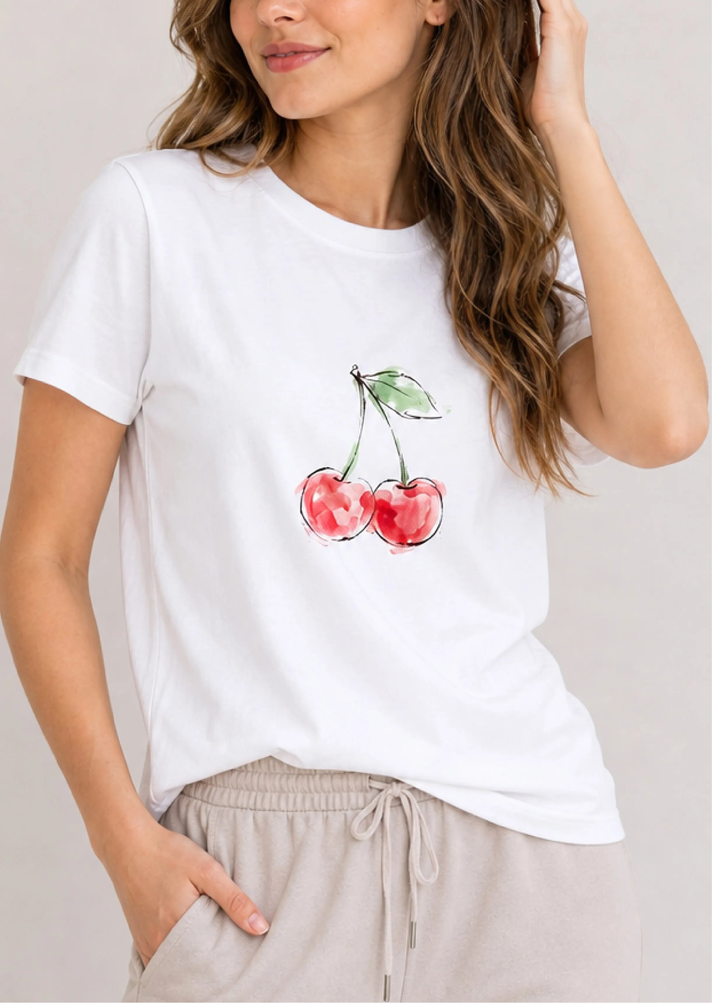 Cherry White Tee