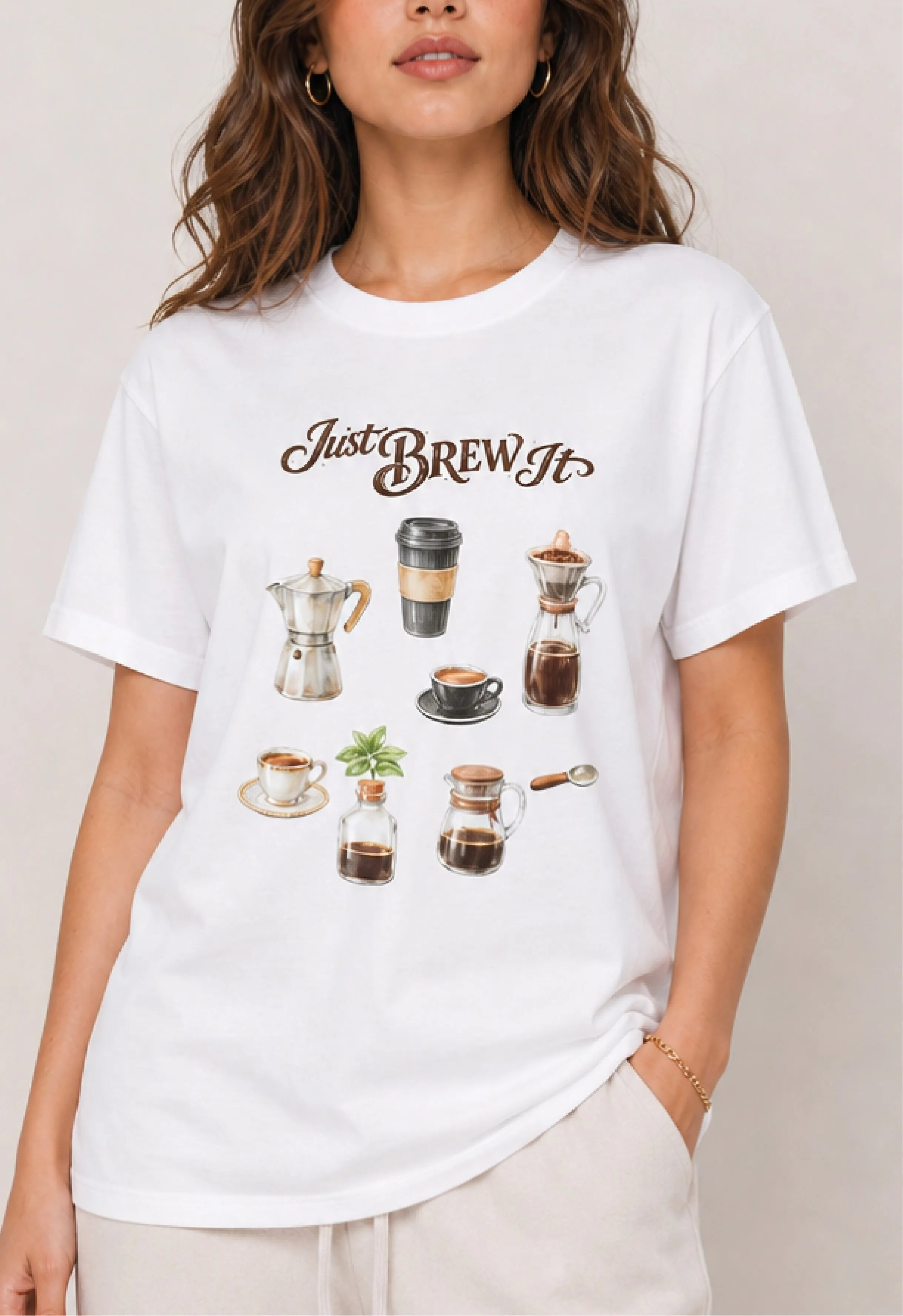 Just Brew It White Tee