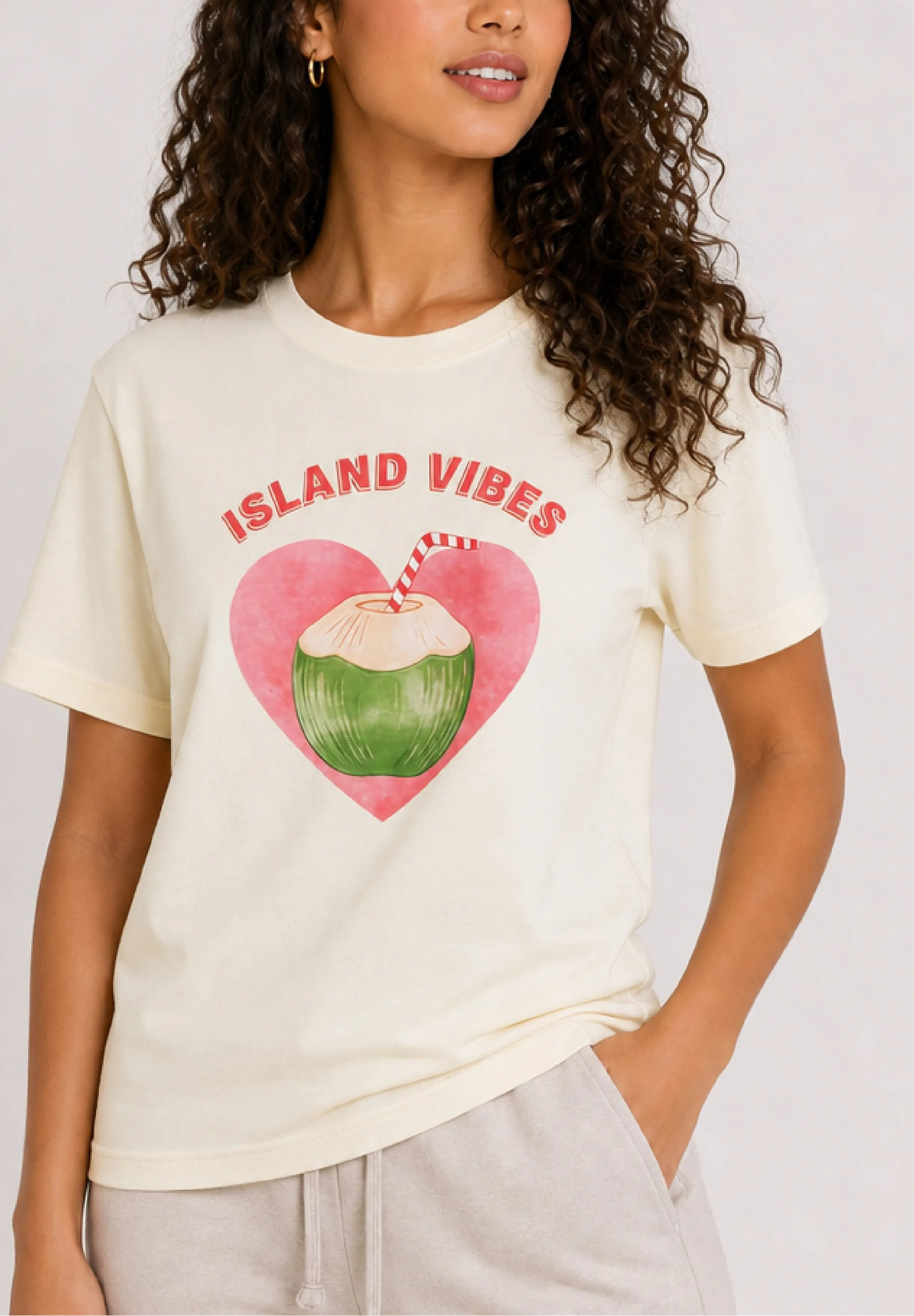 Island Vibes Cream Tee