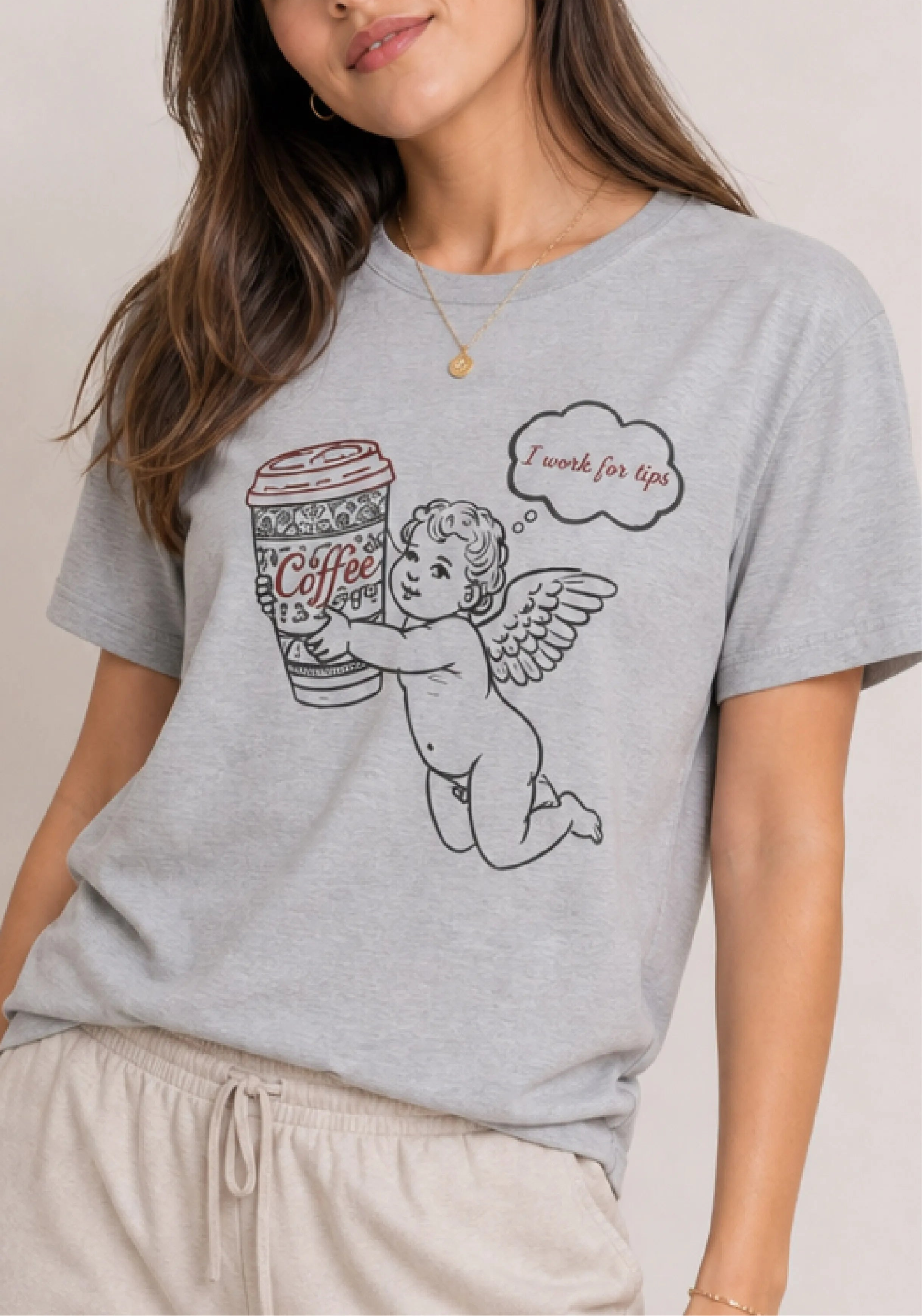 I Work For Tips Grey Tee