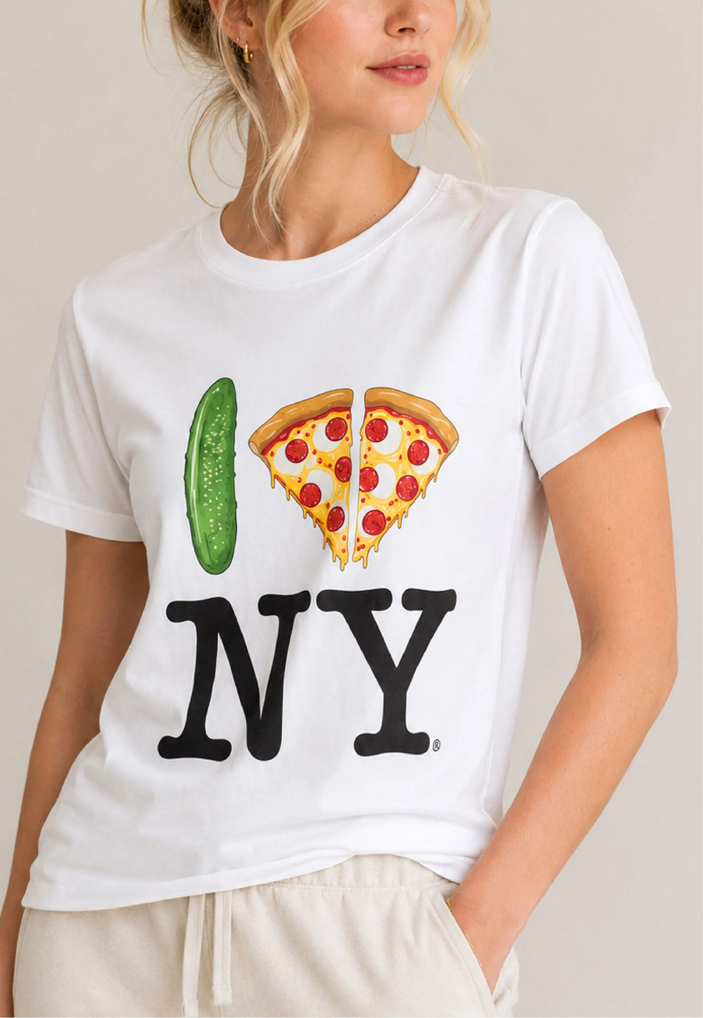 Pickle Pizza NY White Tee