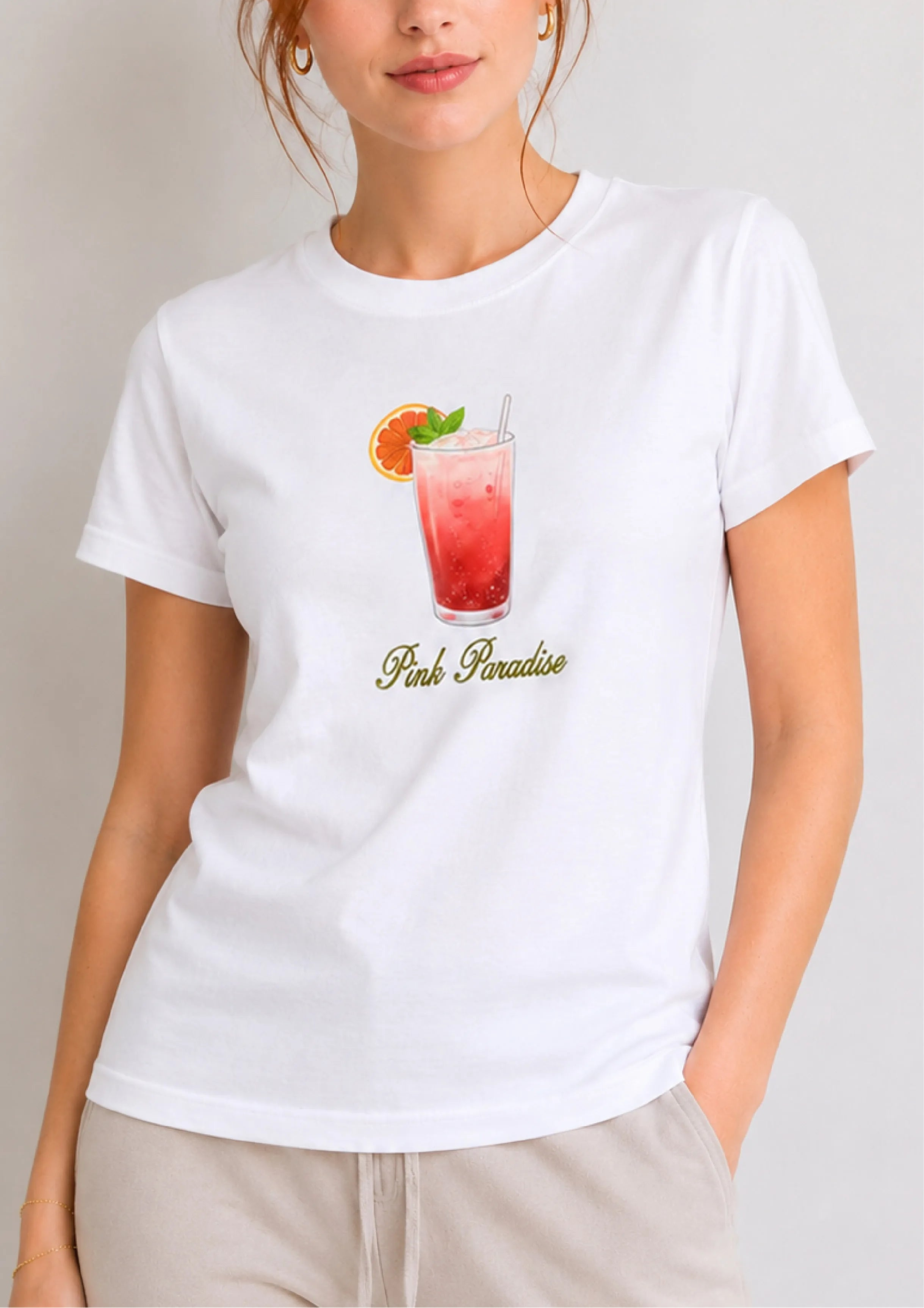 Pink Paradise White Tee