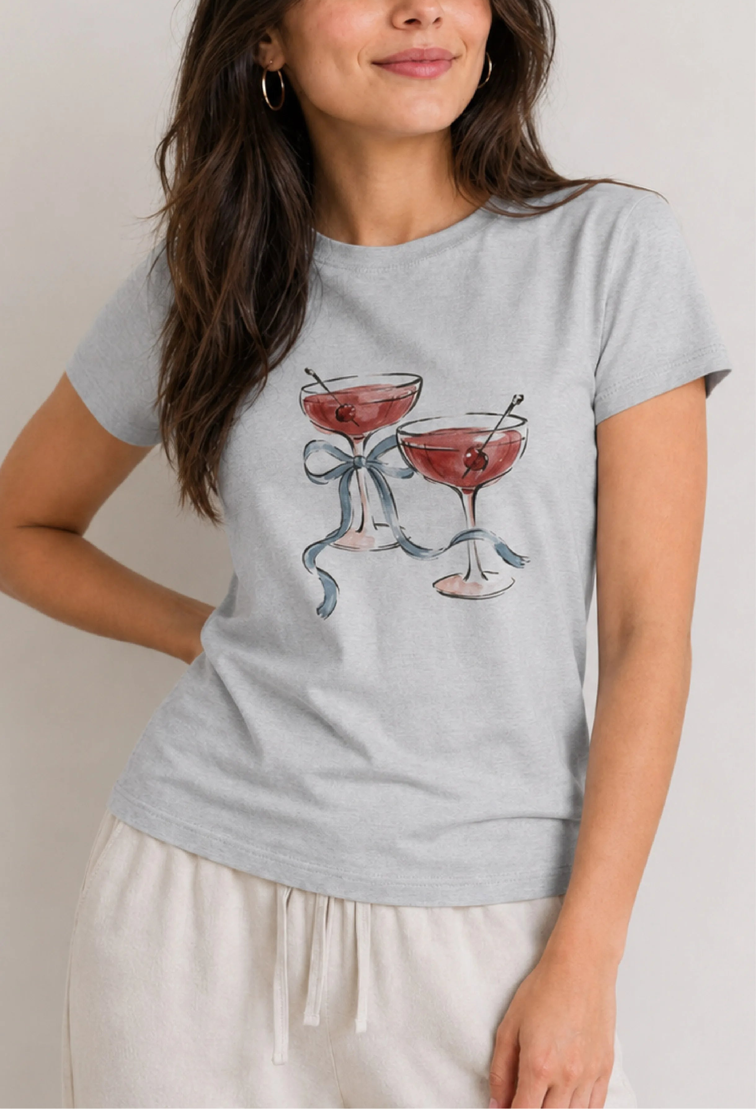 Ribbon Cocktail Grey Tee