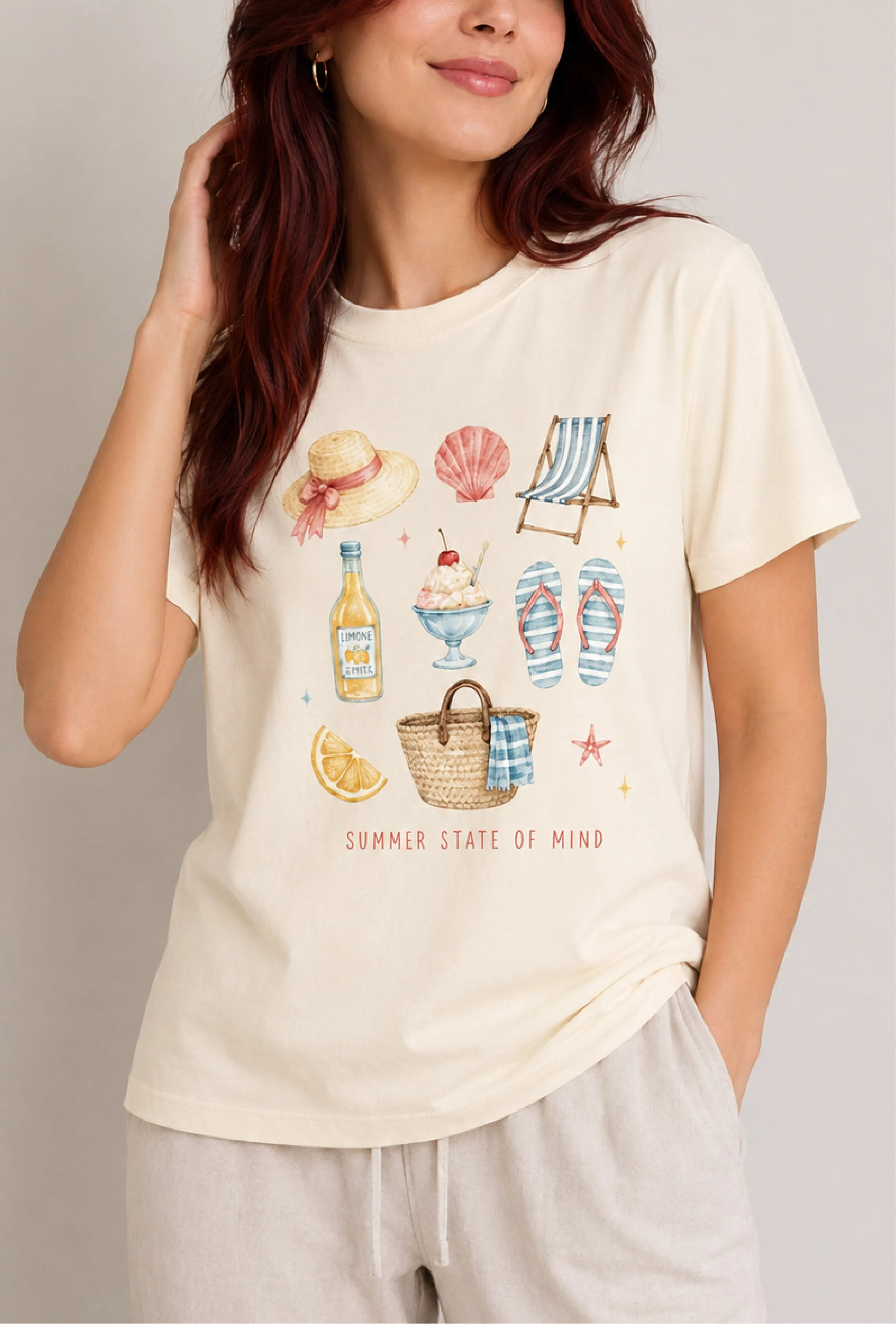 Summer State Of Mind Cream Tee