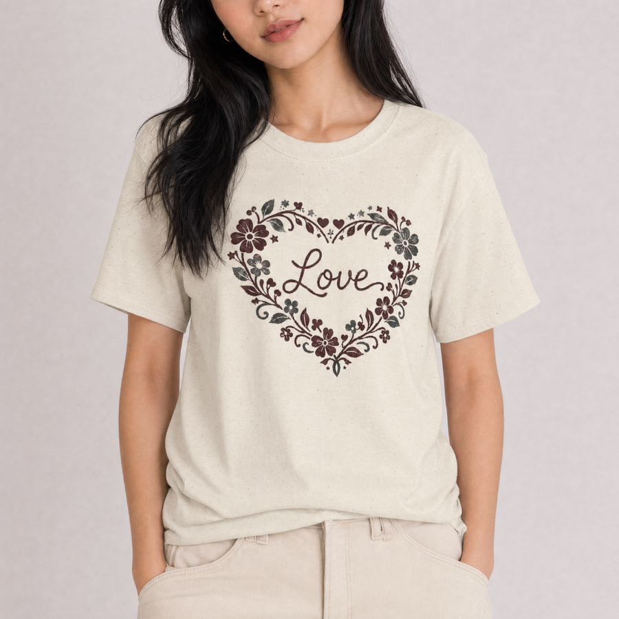 Lovely Heart Floral Graphic Tee