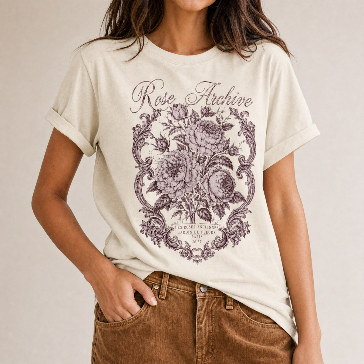 Rose Archive Botanical graphic tee in soft natural – J.Kelly