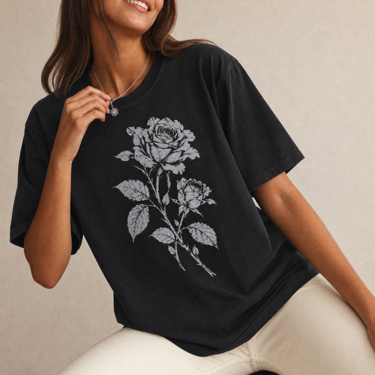 Midnight Rose Botanical Graphic Tee