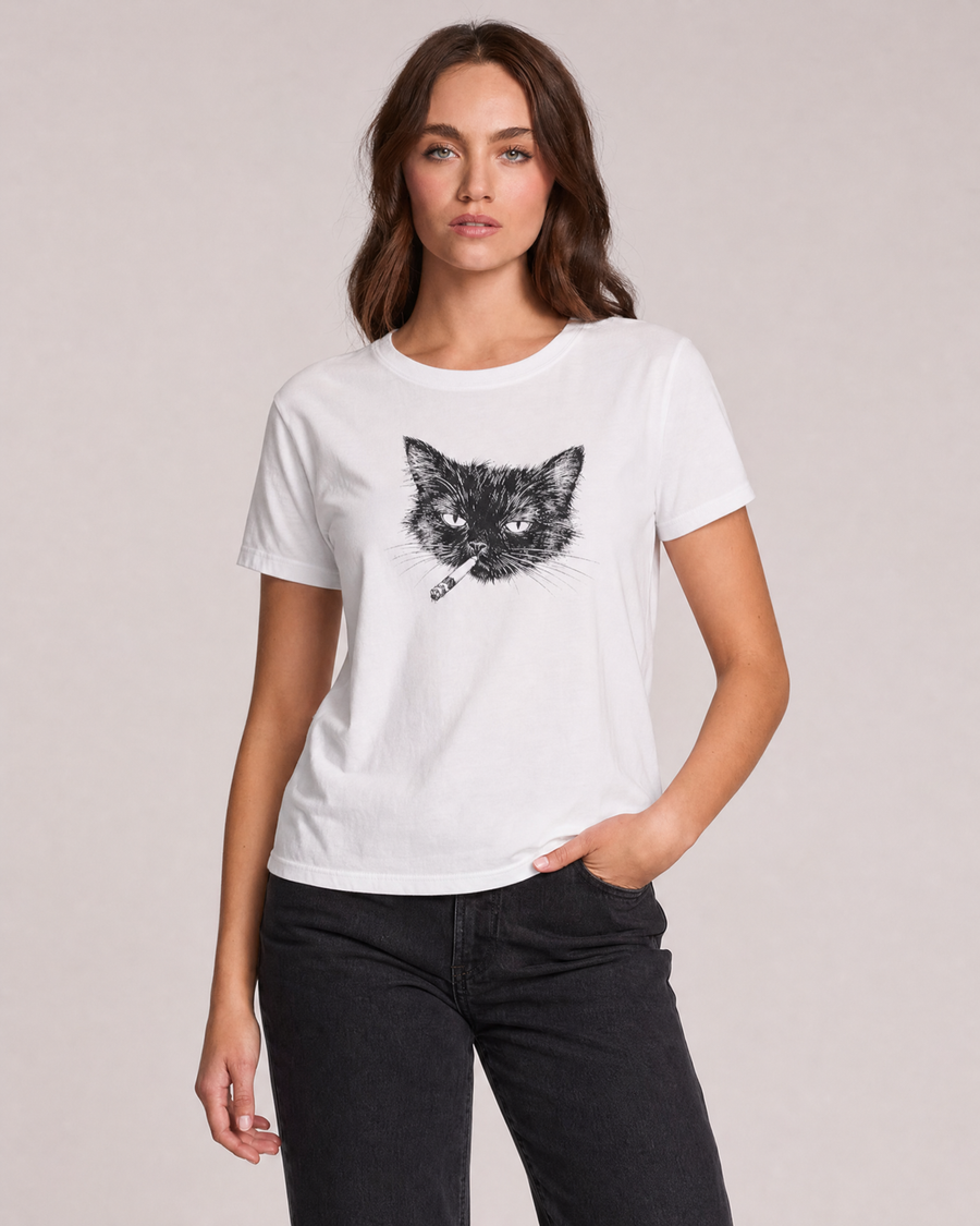Grumpy Smoking Cat Graphic Tee – Vintage Black Cat Shirt