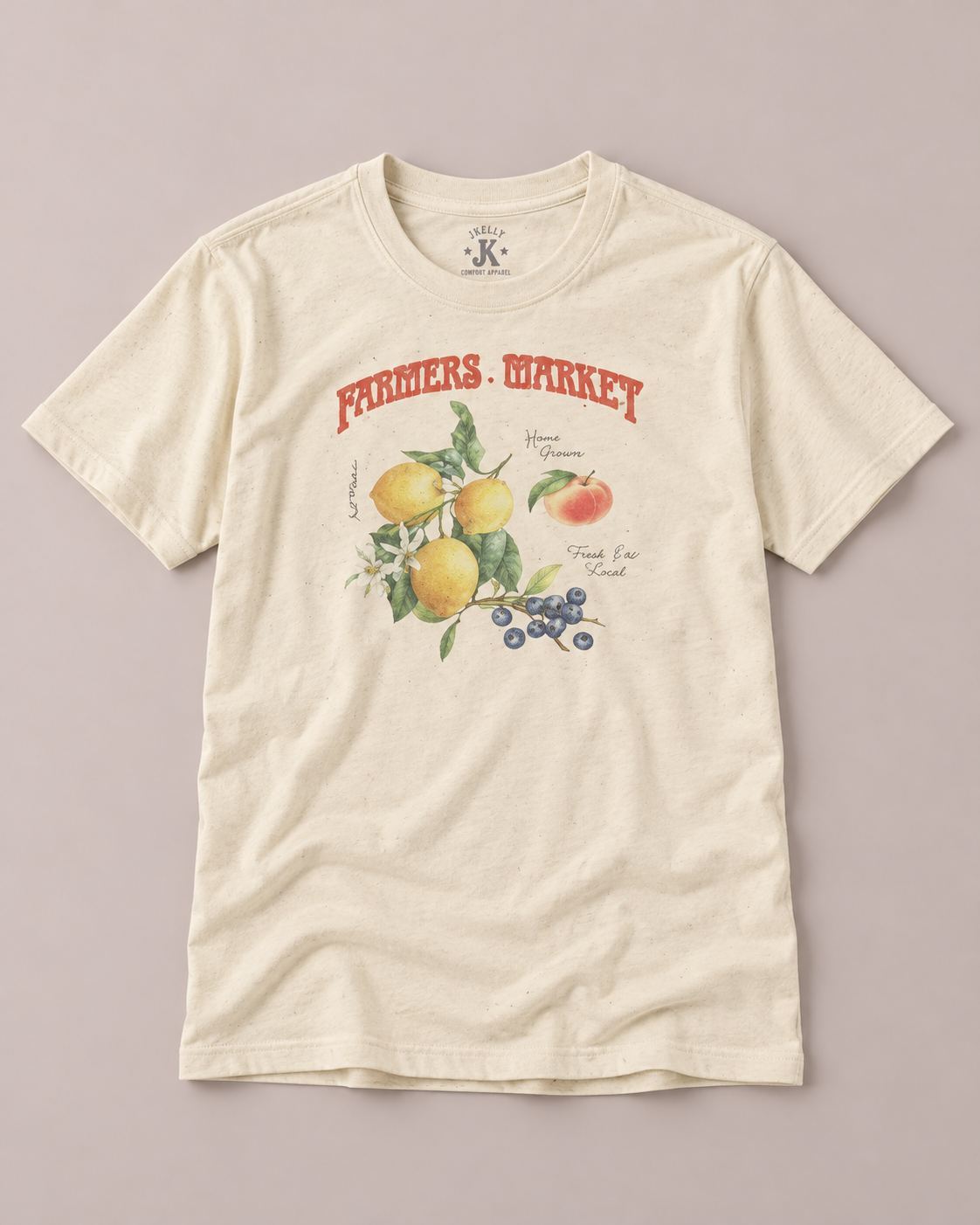 Farmers Market Fruit Graphic Tee – Vintage Botanical Citrus Shirt