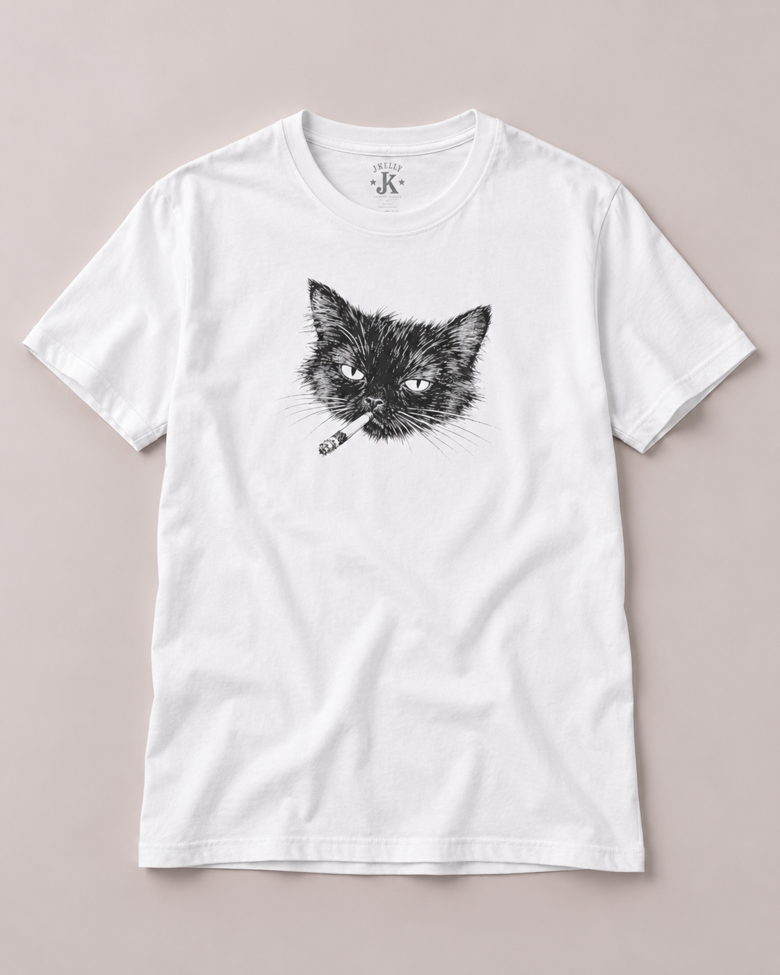 Grumpy Smoking Cat Graphic Tee – Vintage Black Cat Shirt