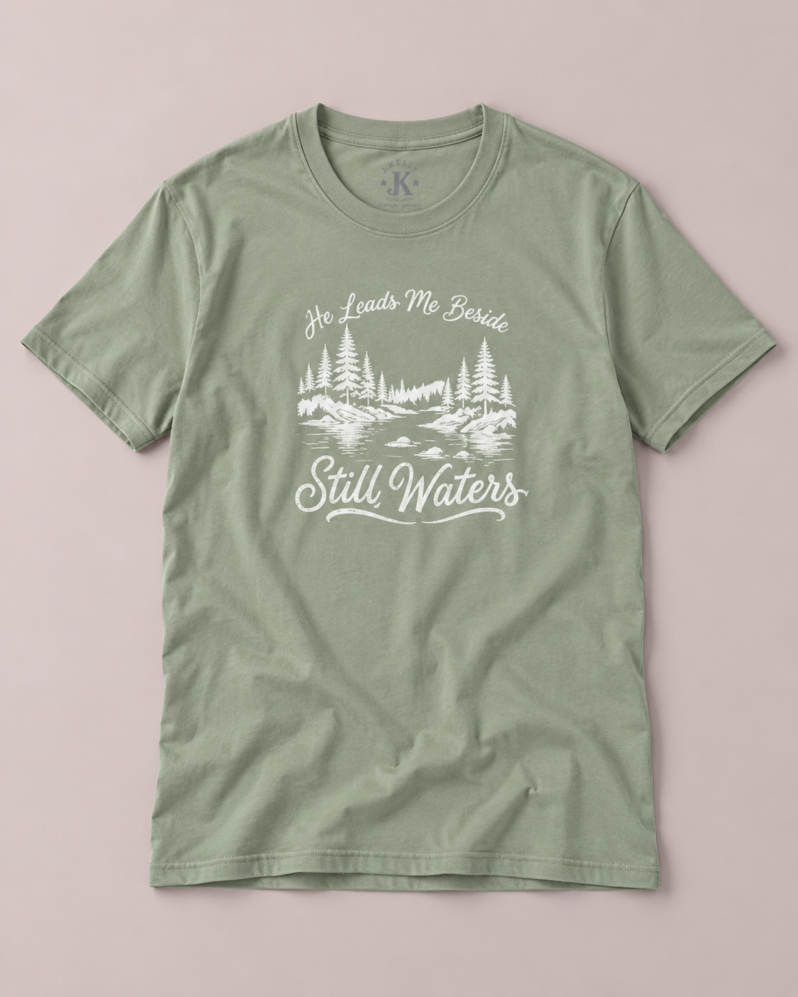 He Leads Me Beside Still Waters Christian Graphic Tee