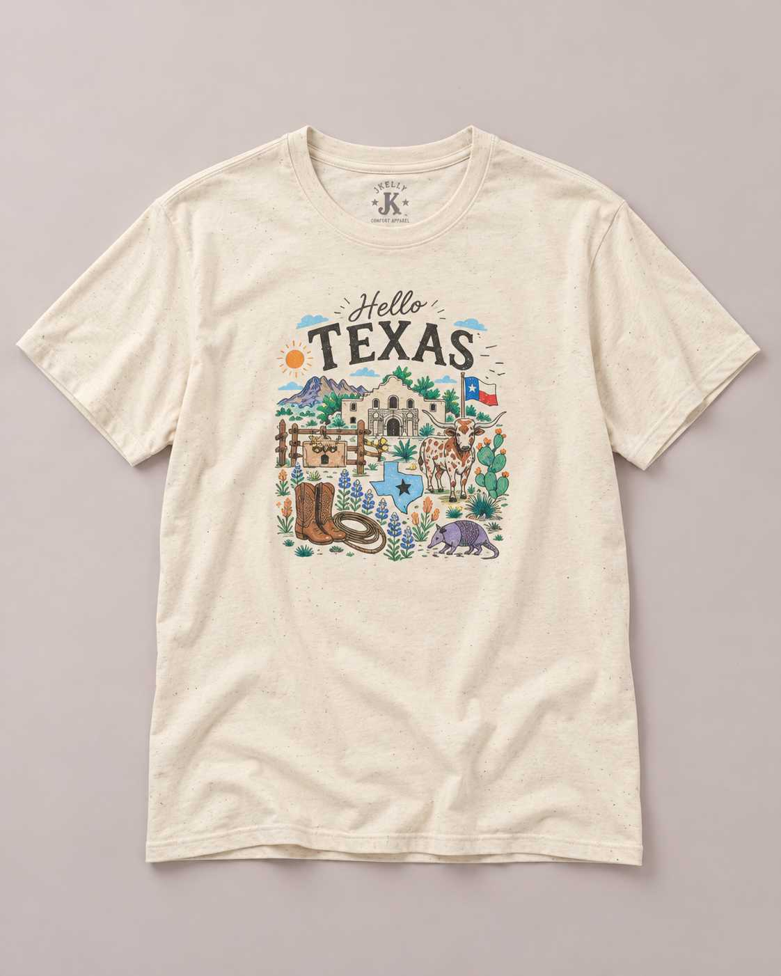 Hello Texas Graphic Tee – Vintage Western Souvenir Shirt