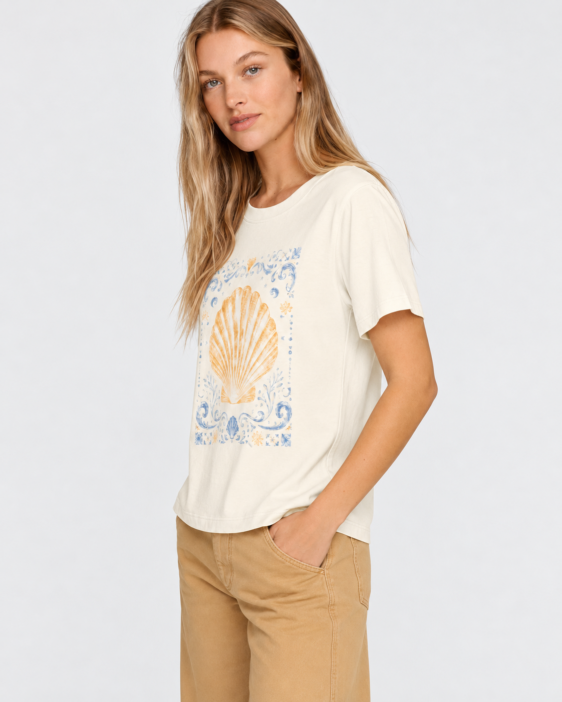 Seashell Tile Illustration T-Shirt | Coastal Shell Graphic Tee