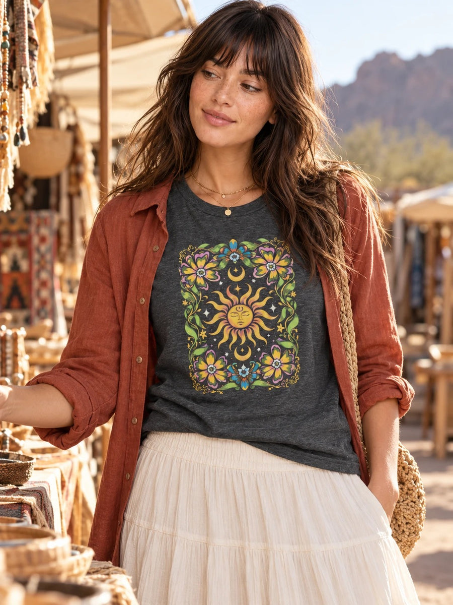 Floral Sun Mandala T-Shirt
