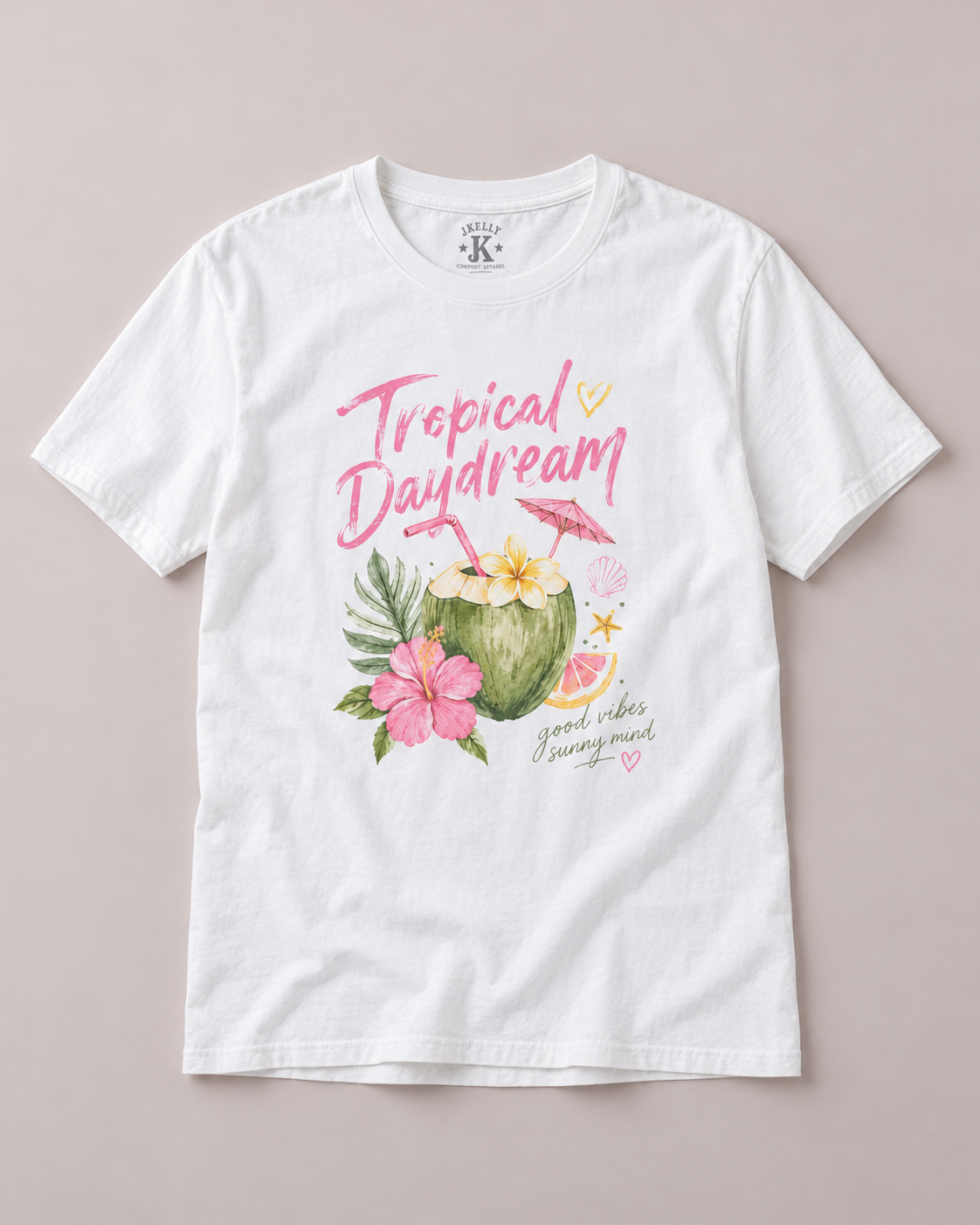 Tropical Daydream Graphic Tee – Coconut Cocktail Beach Vacation Shirt