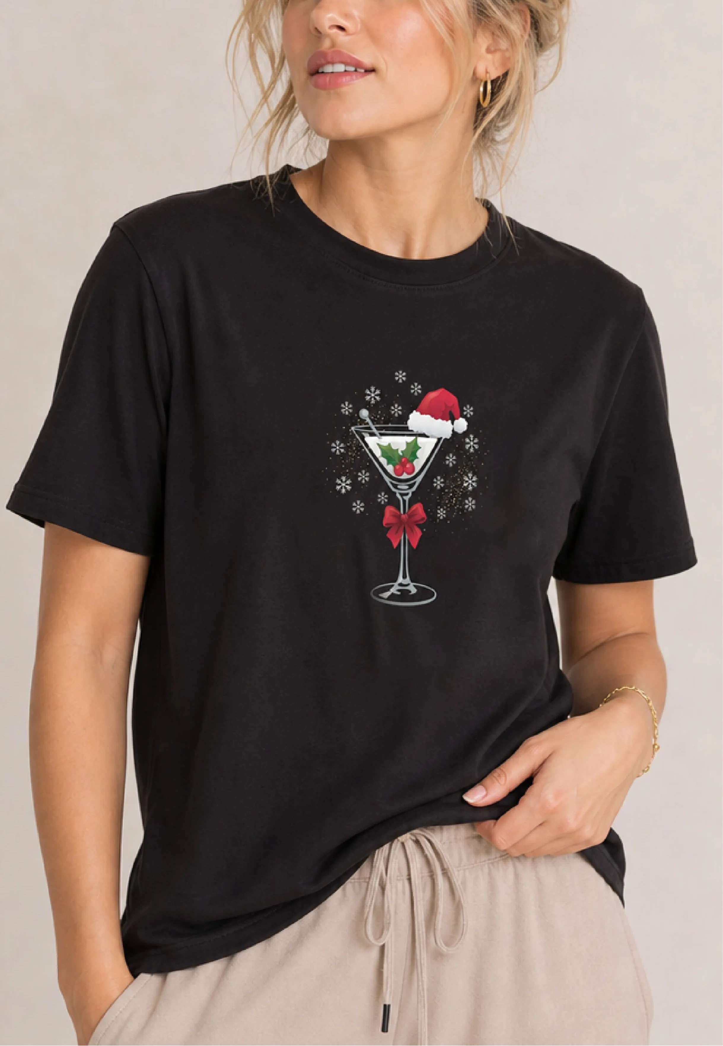 Merry Martini Black Tee